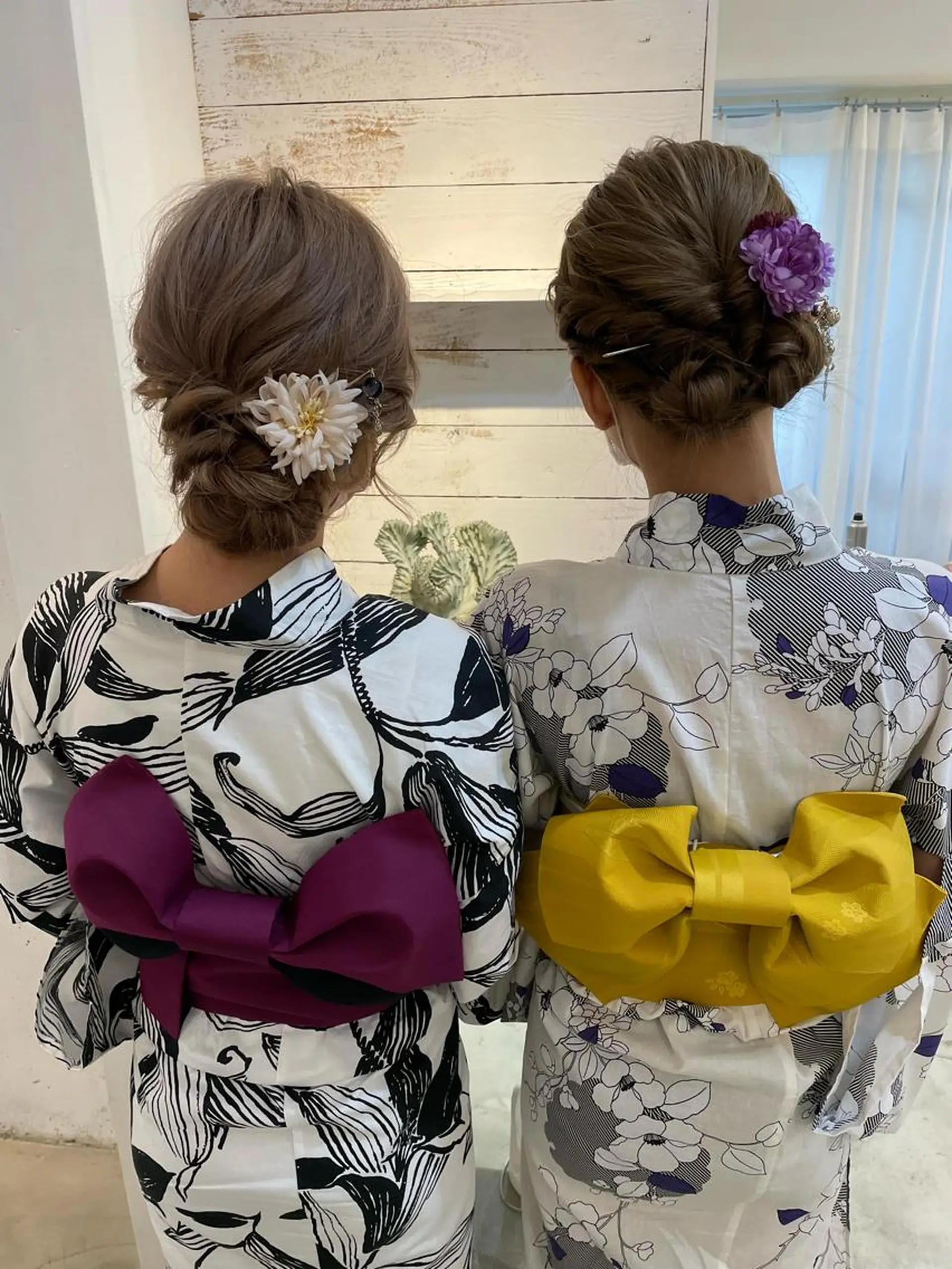 ロング 浴衣 ブリーチなしカラー レイヤーカットのヘアスタイル