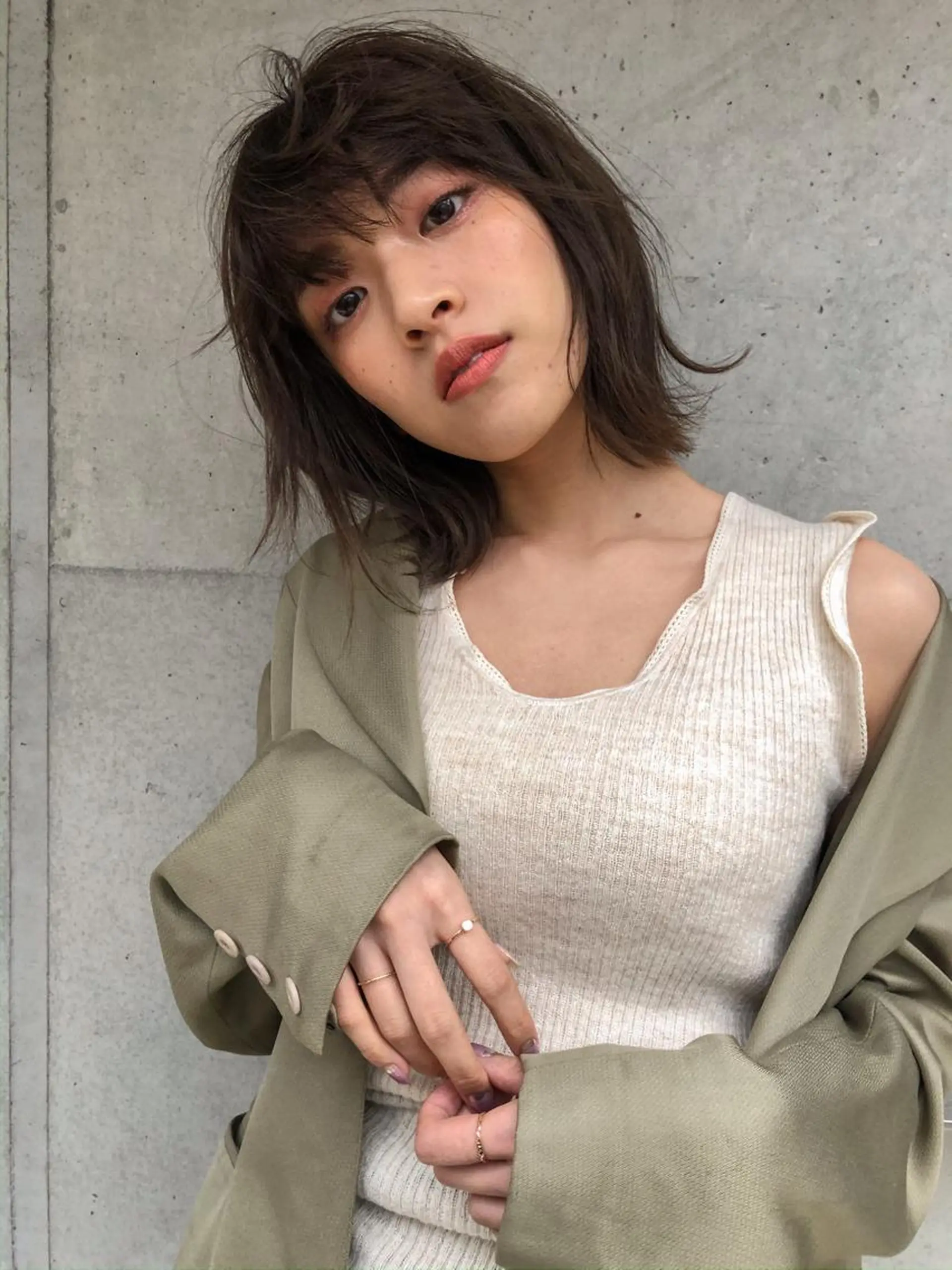 ミディアム カット ヘアカラー トリートメント nessヤマサキ リュウタのヘアスタイル