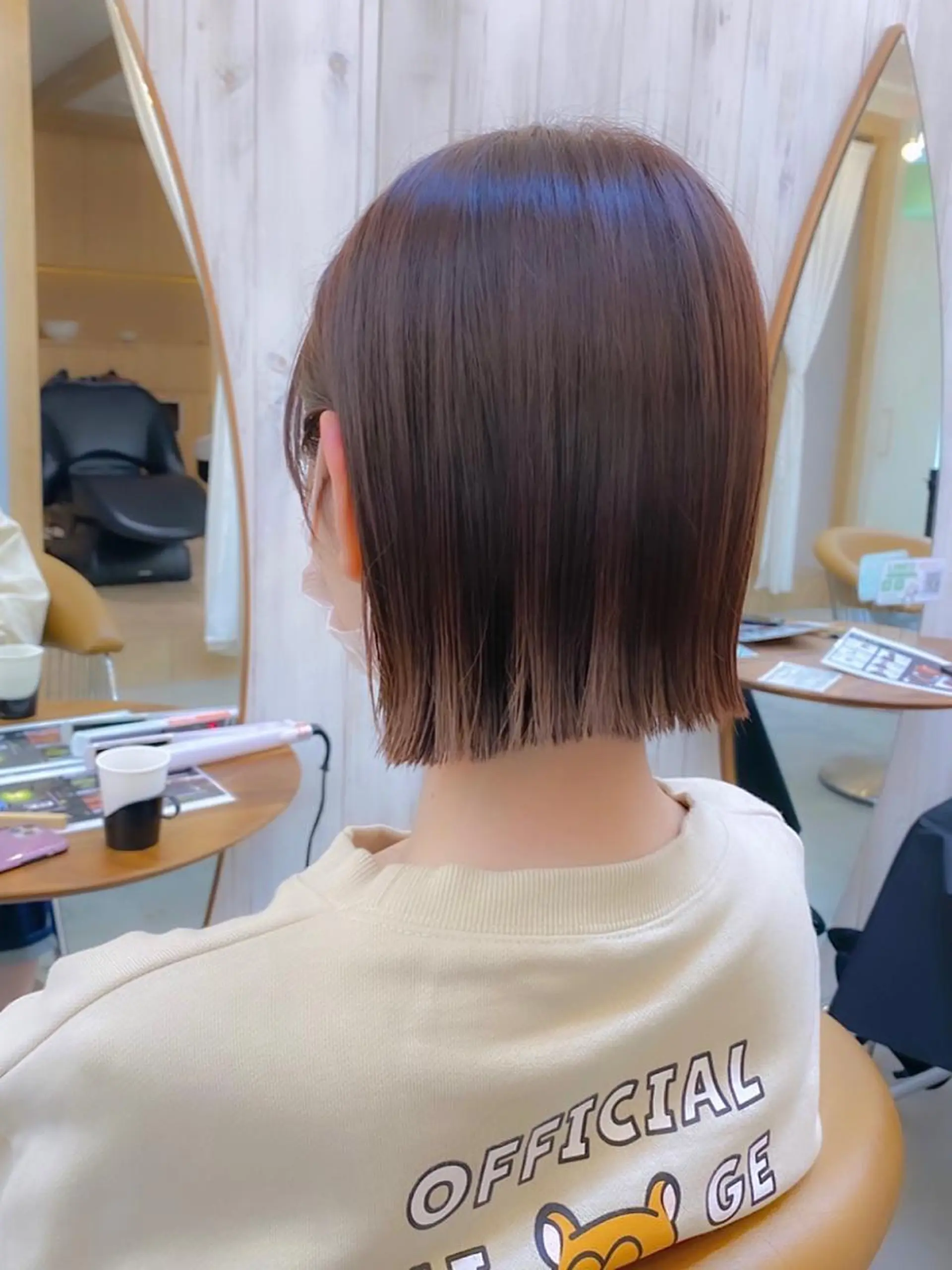 ショート カラー 切りっぱなしボブ ボブ ♥️ボブ韓国風ヘア ♥️久保田夢美のヘアスタイル