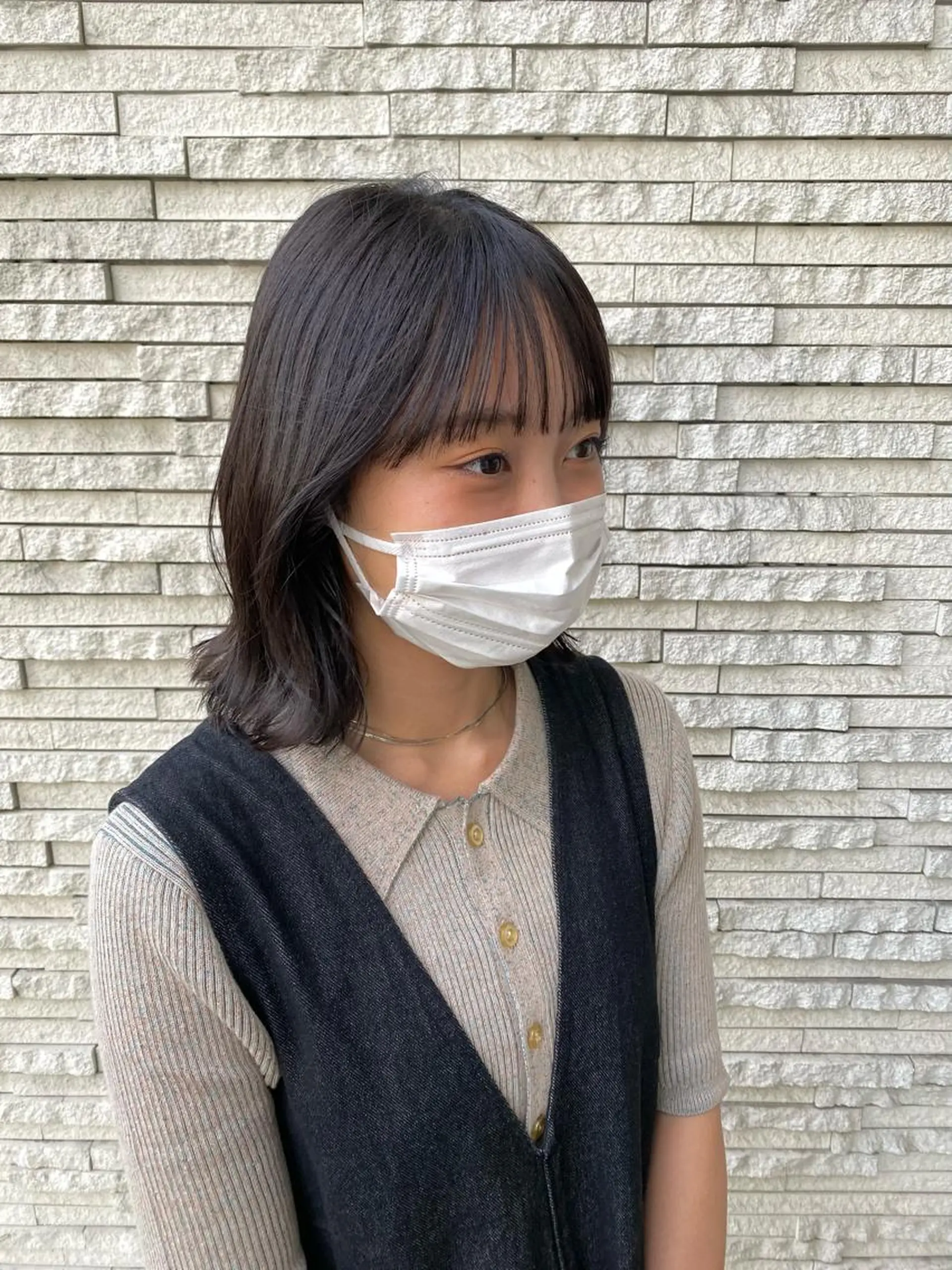 ミディアム 切りっぱなしボブ ボブ 外ハネヘア フェイスヘアークリエイション所属・大形 誉のヘアスタイル