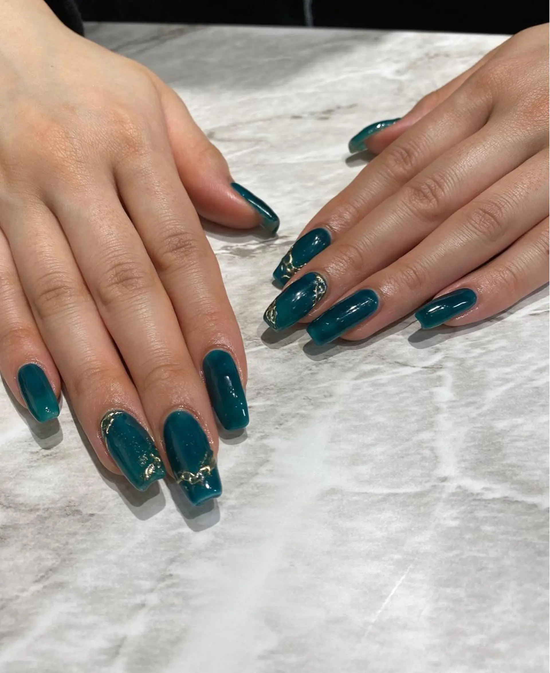 ネイル グリーン 氷ネイル・うるうるネイル ハンドネイル フットネイル ハンドケア nail salon  AlgeTy所属・✴︎:.｡. MAKI.｡.:✴︎のネイルデザイン