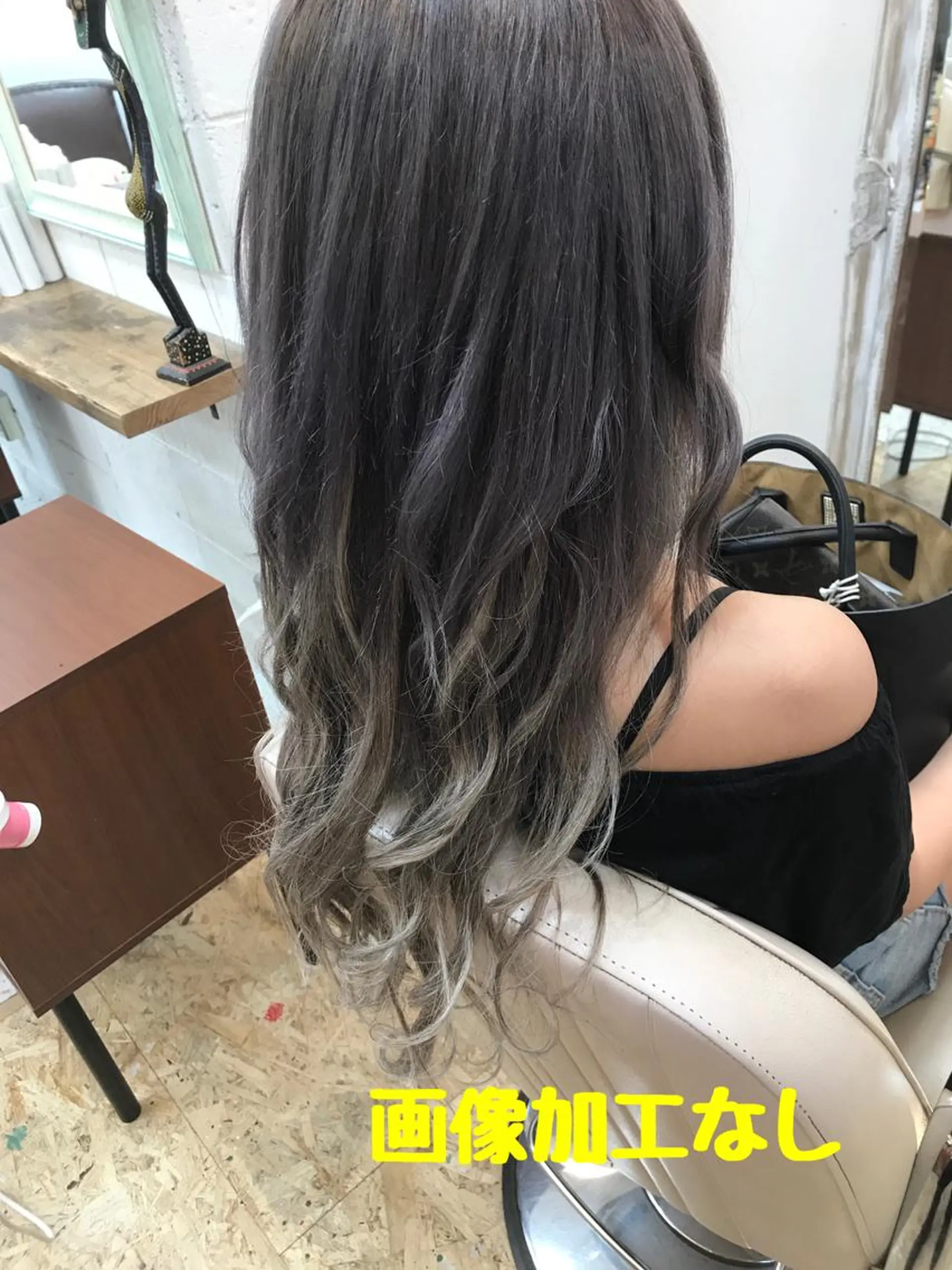 ロング カラー アッシュ パープルカラー エクステ 平尾 拓也のヘアスタイル