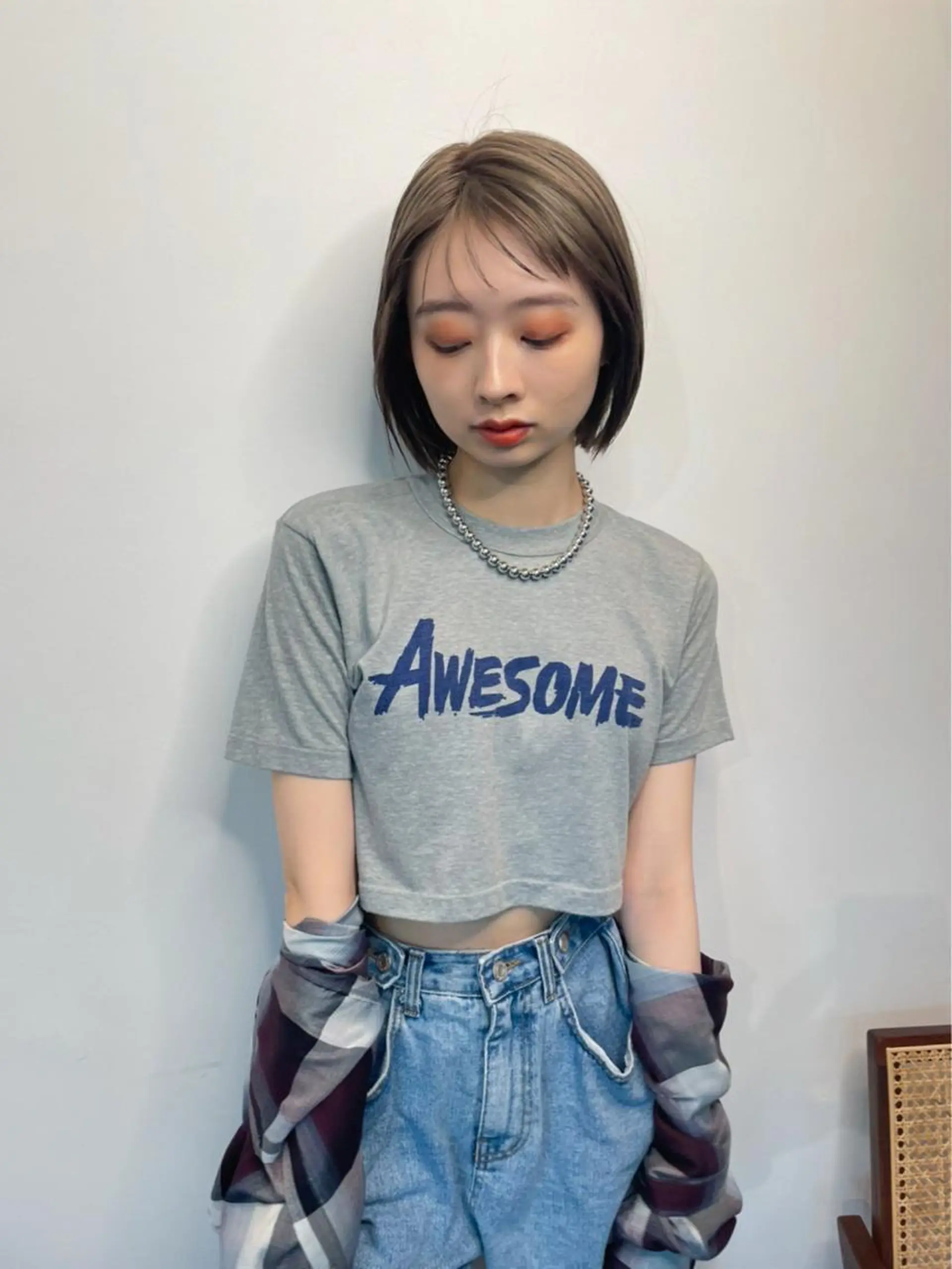 ショート カラー ハイトーンカラー ボブ パーマ＊ 顔まわり似合わせのヘアスタイル