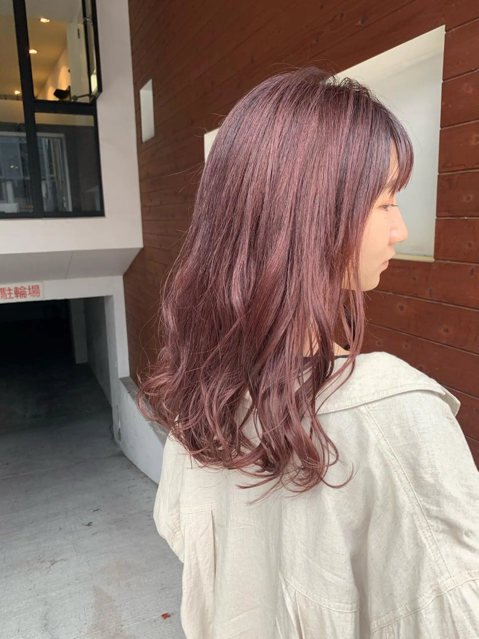 ロング カラー ベージュカラー ピンクカラー ピンクベージュ カット ヘアカラー トリートメント IORI #韓国ヘア#髪質改善のヘアスタイル