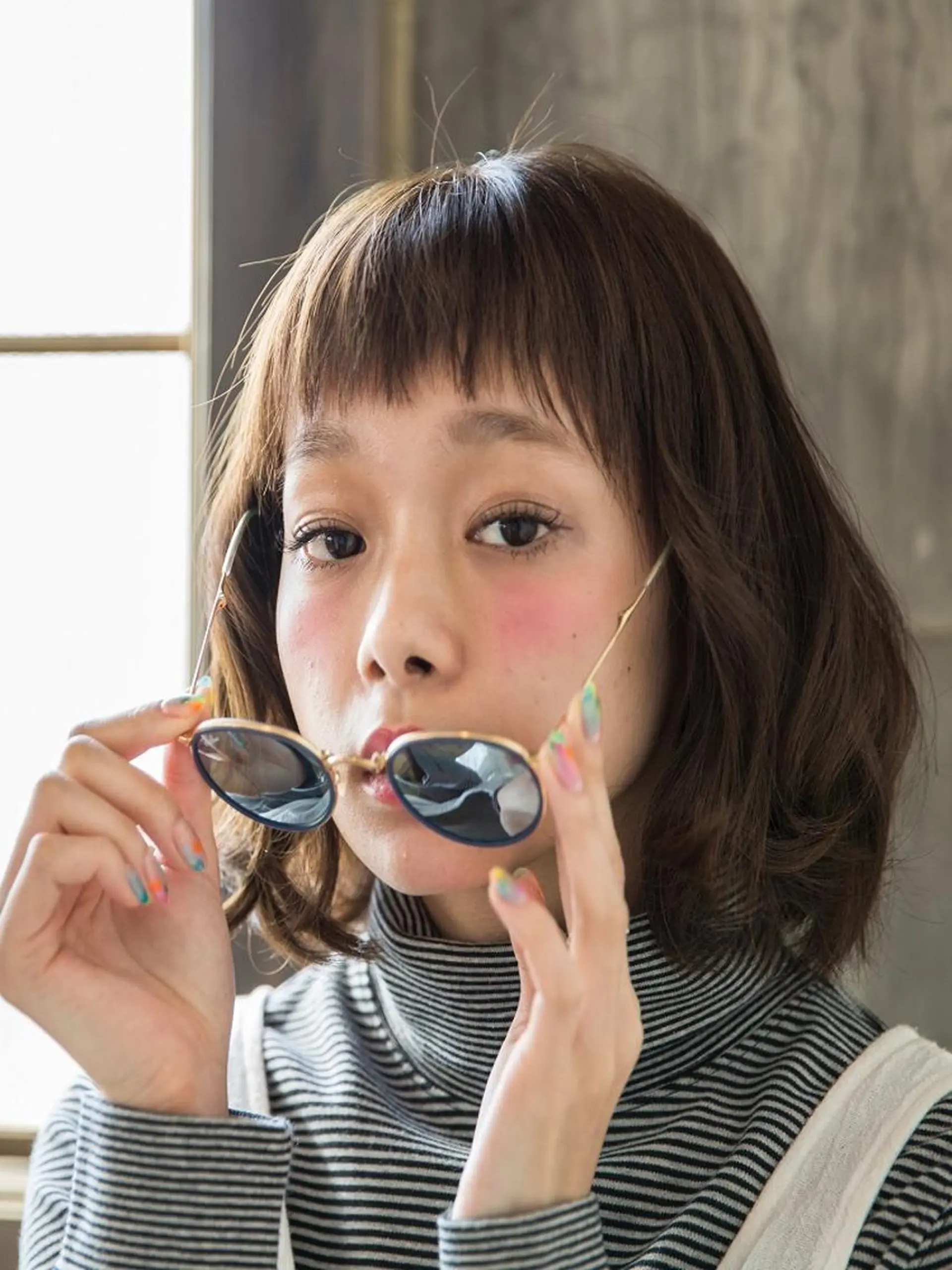 ミディアム カラー パーマ 透明感カラー 小顔カット ✨hair make flencia✂️✨のヘアスタイル