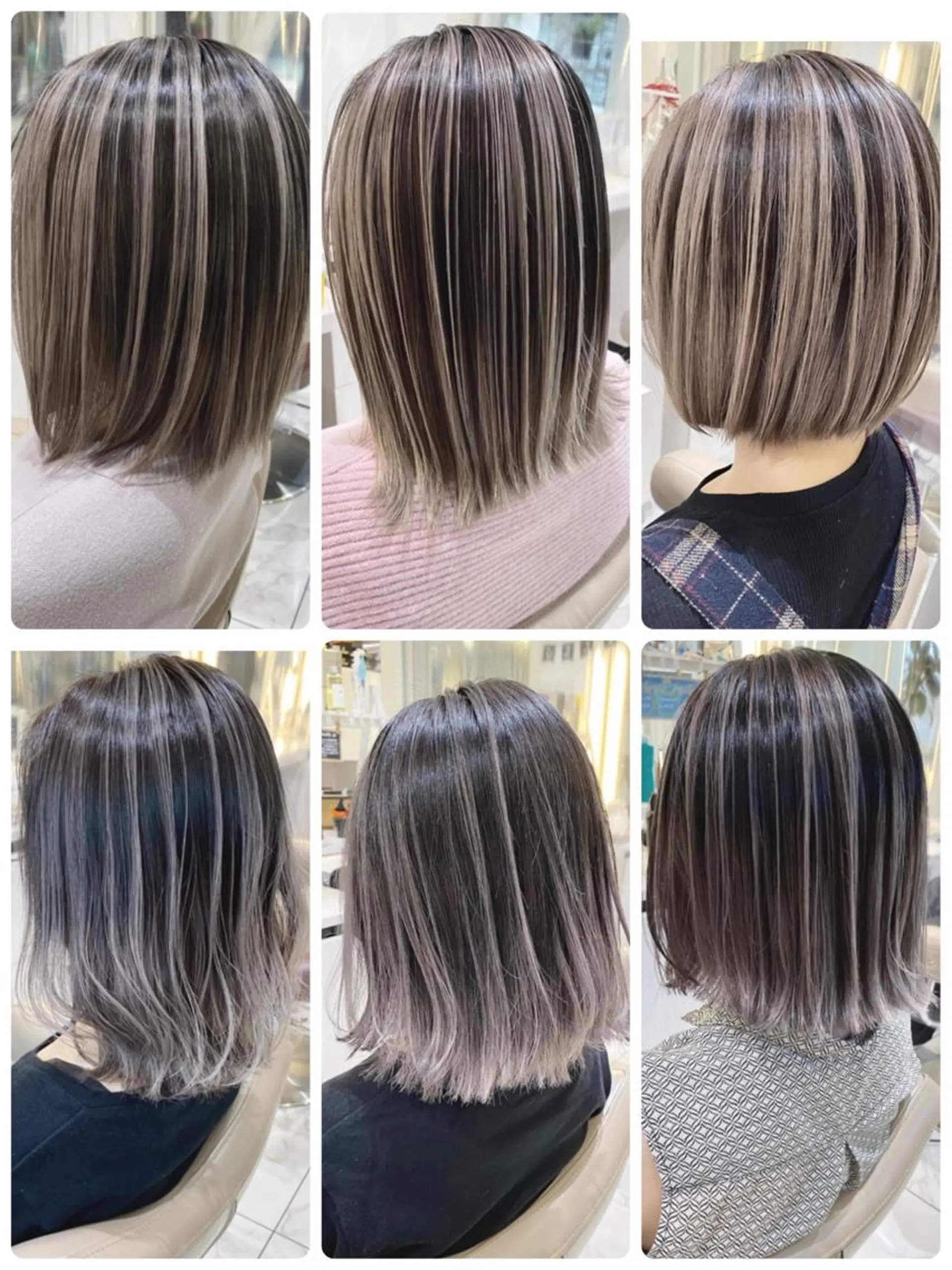 ミディアム カラー バレイヤージュ ボブ レイヤーカット カット ヘアカラー トリートメント 山崎俊輔/髪質改善 /バレイヤージュのヘアスタイル