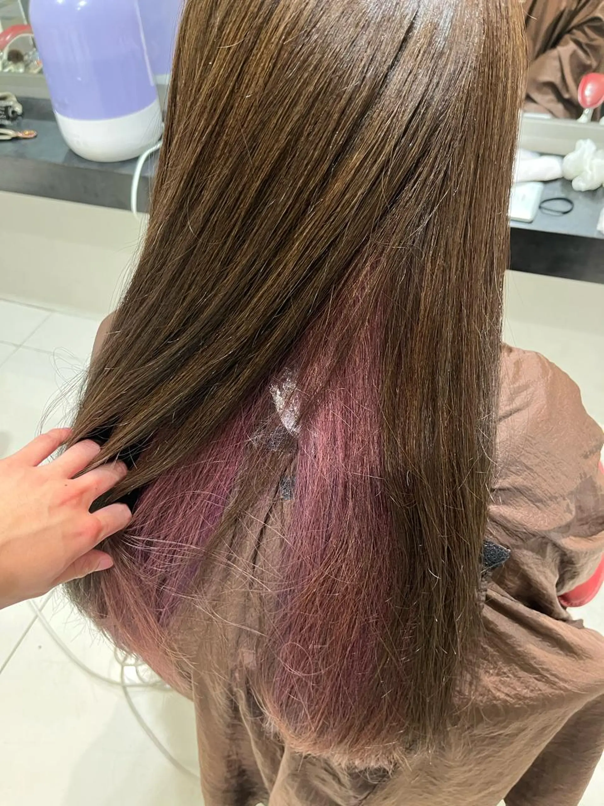 ロング カラー ヘアアレンジ カシス ピンクカラー Lupinus所属・【艶カラー】石山拓人 /ブリーチのヘアスタイル