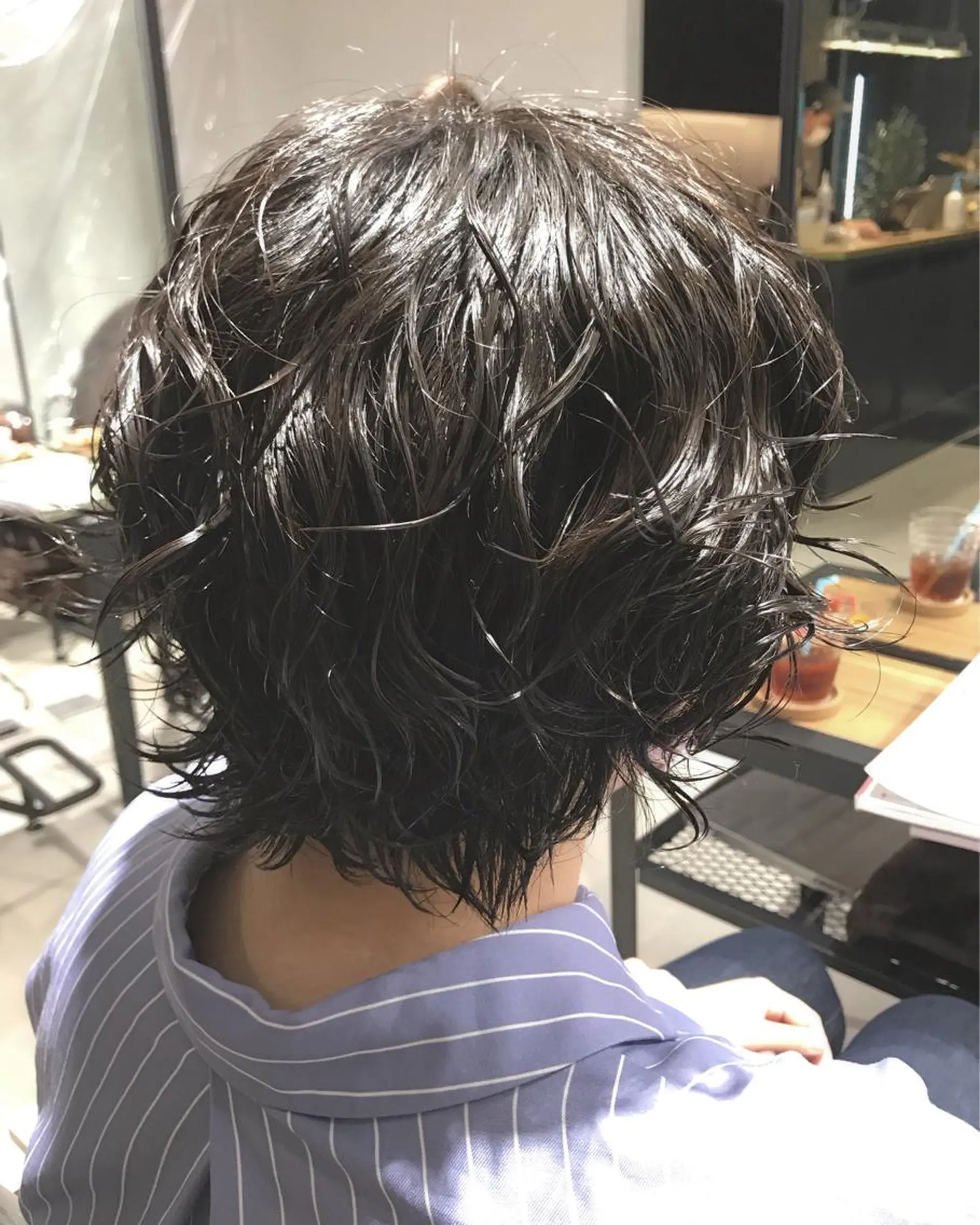 ショート パーマ 暖色カラー🍊 ボブ🌿顔周りcutのヘアスタイル