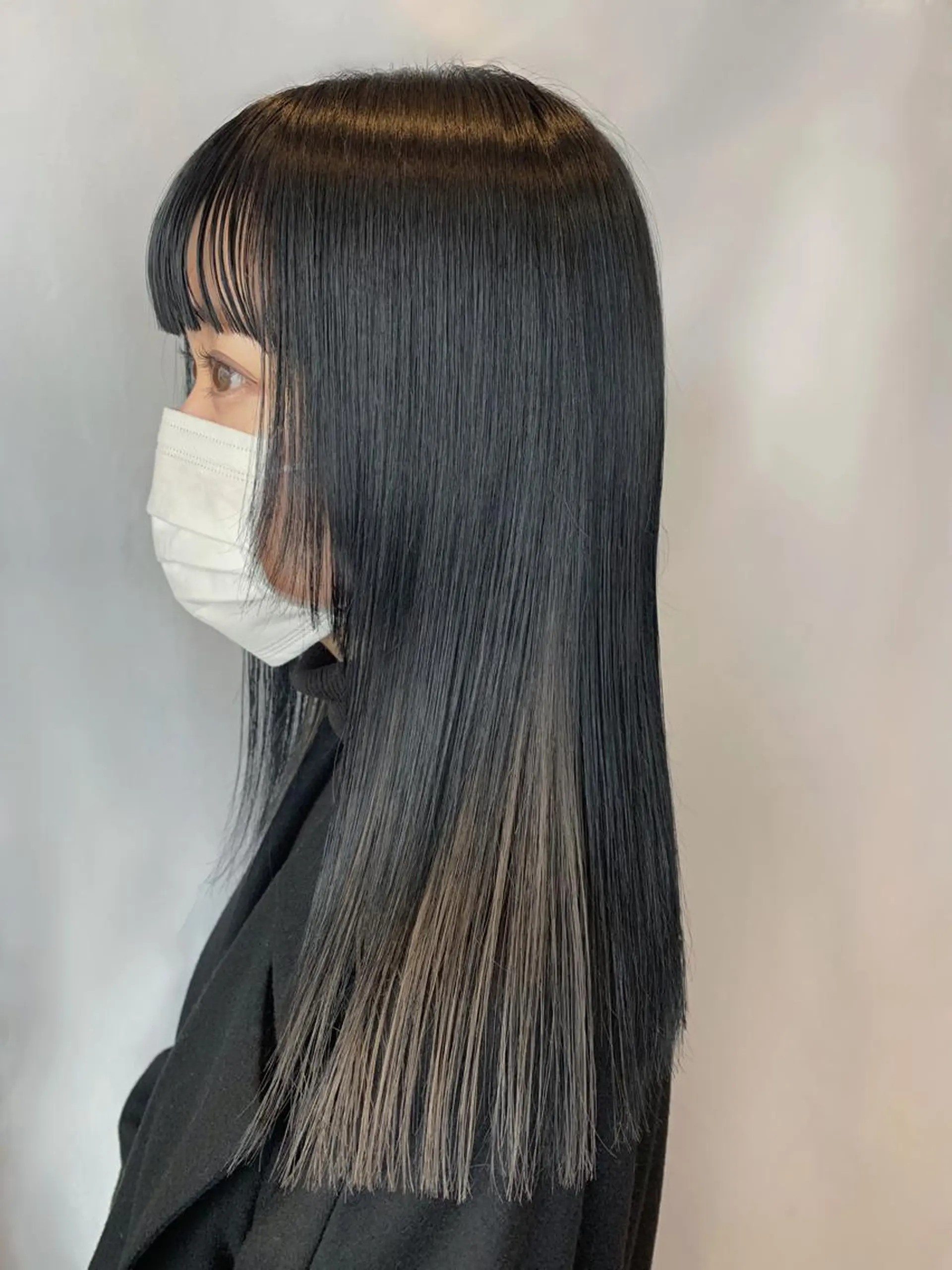 ロング カラー イヤリングカラー デザインカット カット トリートメント カトウ ユウカのヘアスタイル