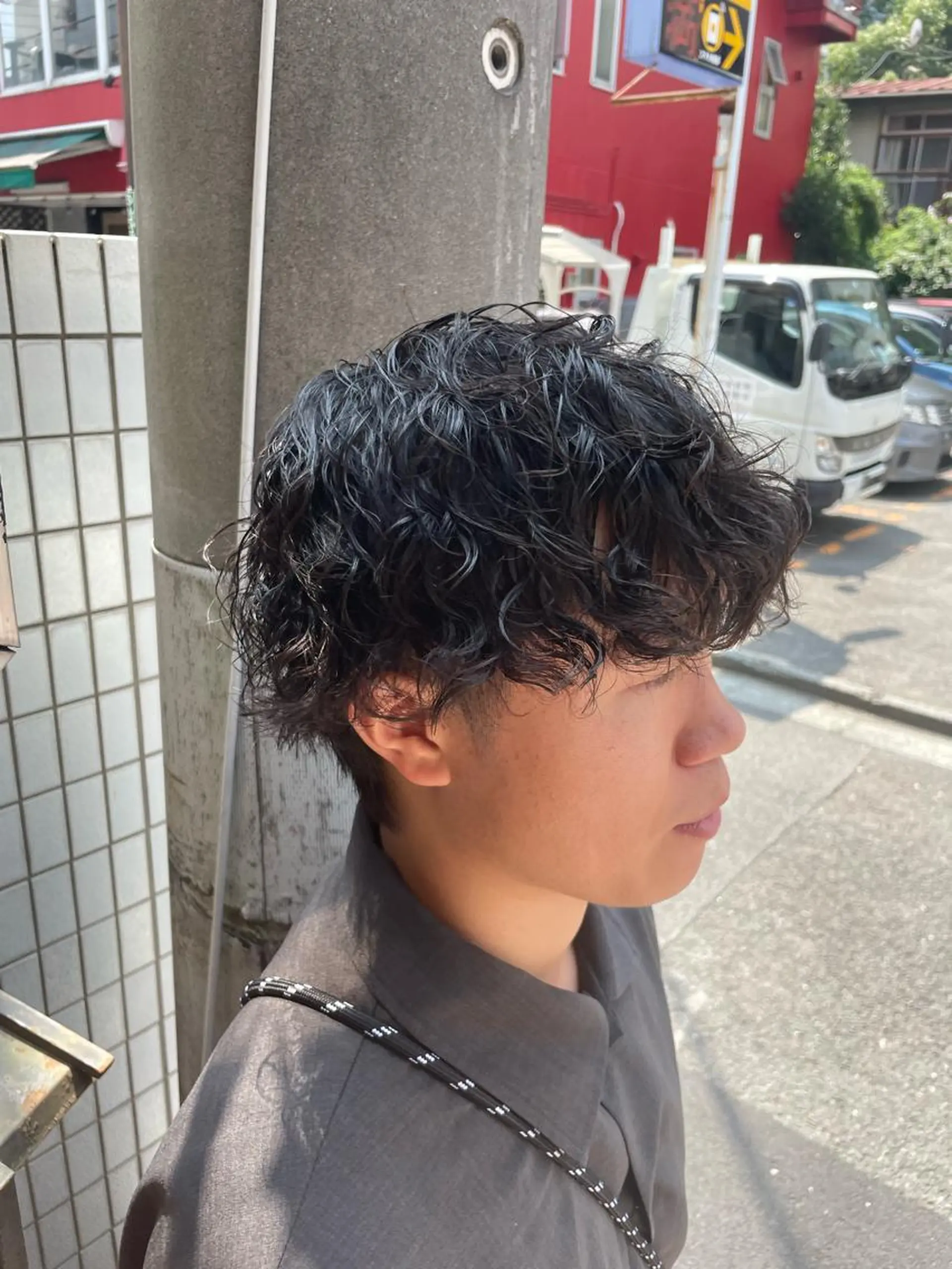 パーマ メンズ メンズパーマ 波巻きパーマ メンズ専門/パーマ 束間ショートのヘアスタイル