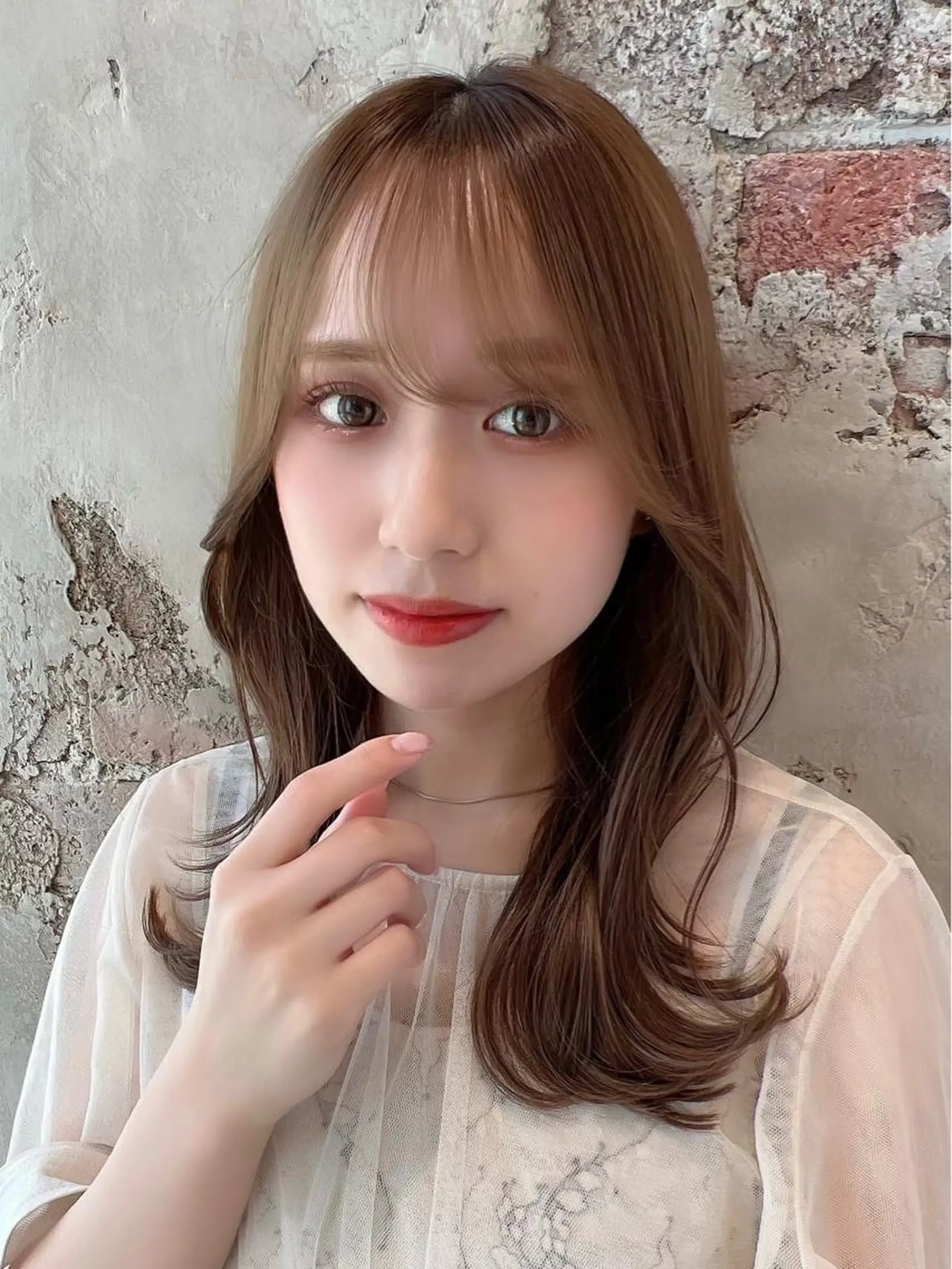 セミロング カラー ベージュカラー ブラウンカラー くびれヘア 髪質改善 縮毛矯正 カット ヘアカラー トリートメント 🧡くびれヘア/前髪 顔周り🧡久原結衣のヘアスタイル