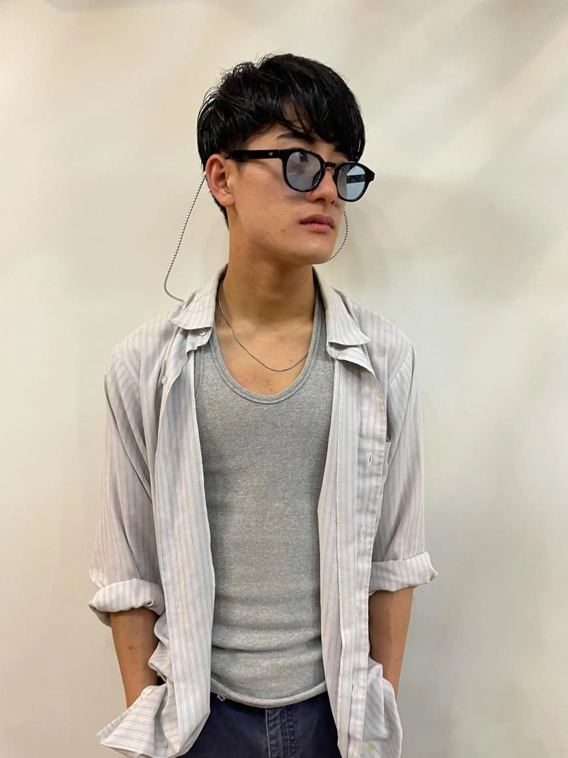 ショート パーマ メンズ カット 田中 碧のヘアスタイル
