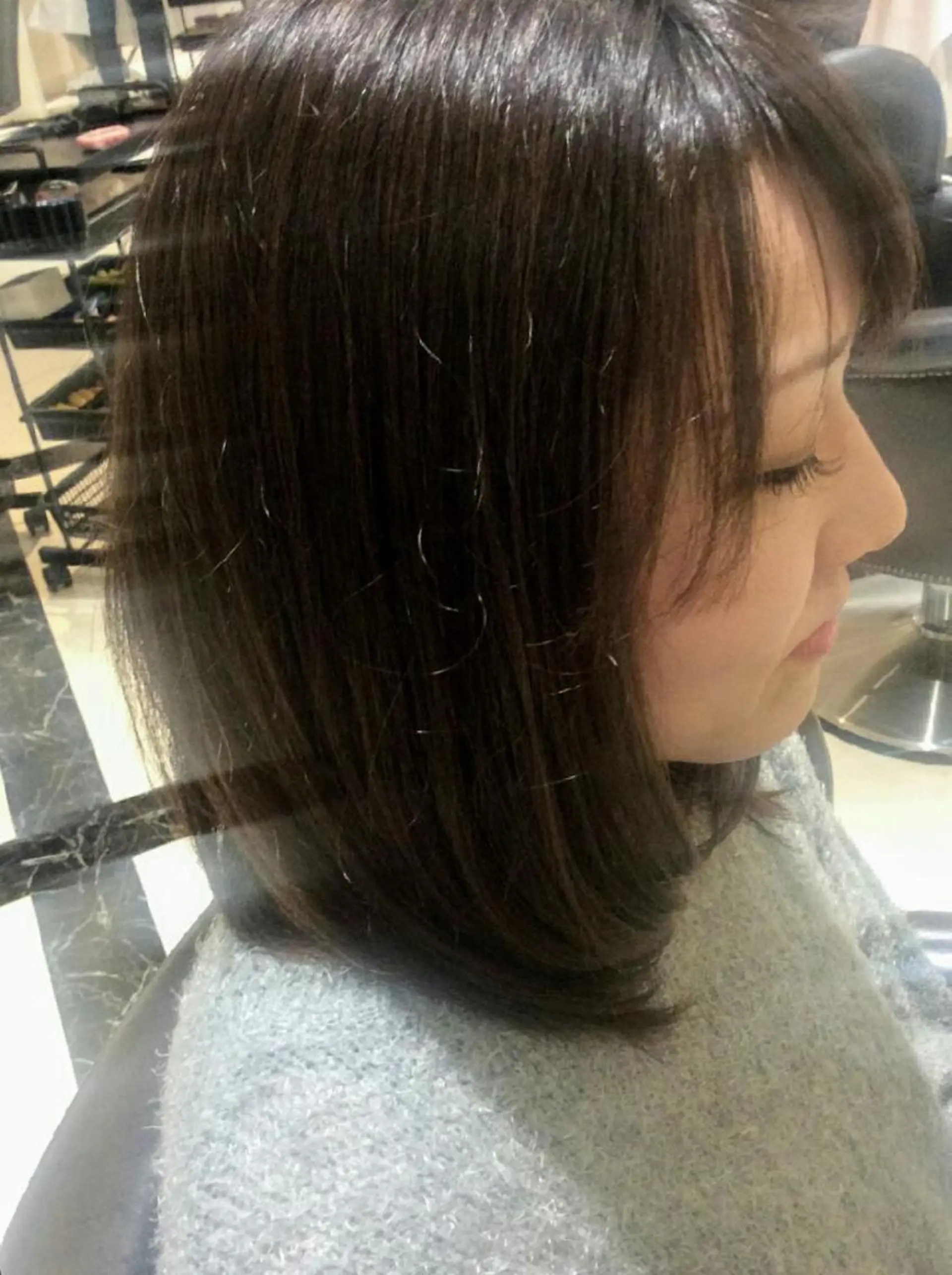 ミディアム カラー ブルーカラー ハイライトカラー ハイライト ドゥワドフェパマル所属・畠村 美智子のヘアスタイル