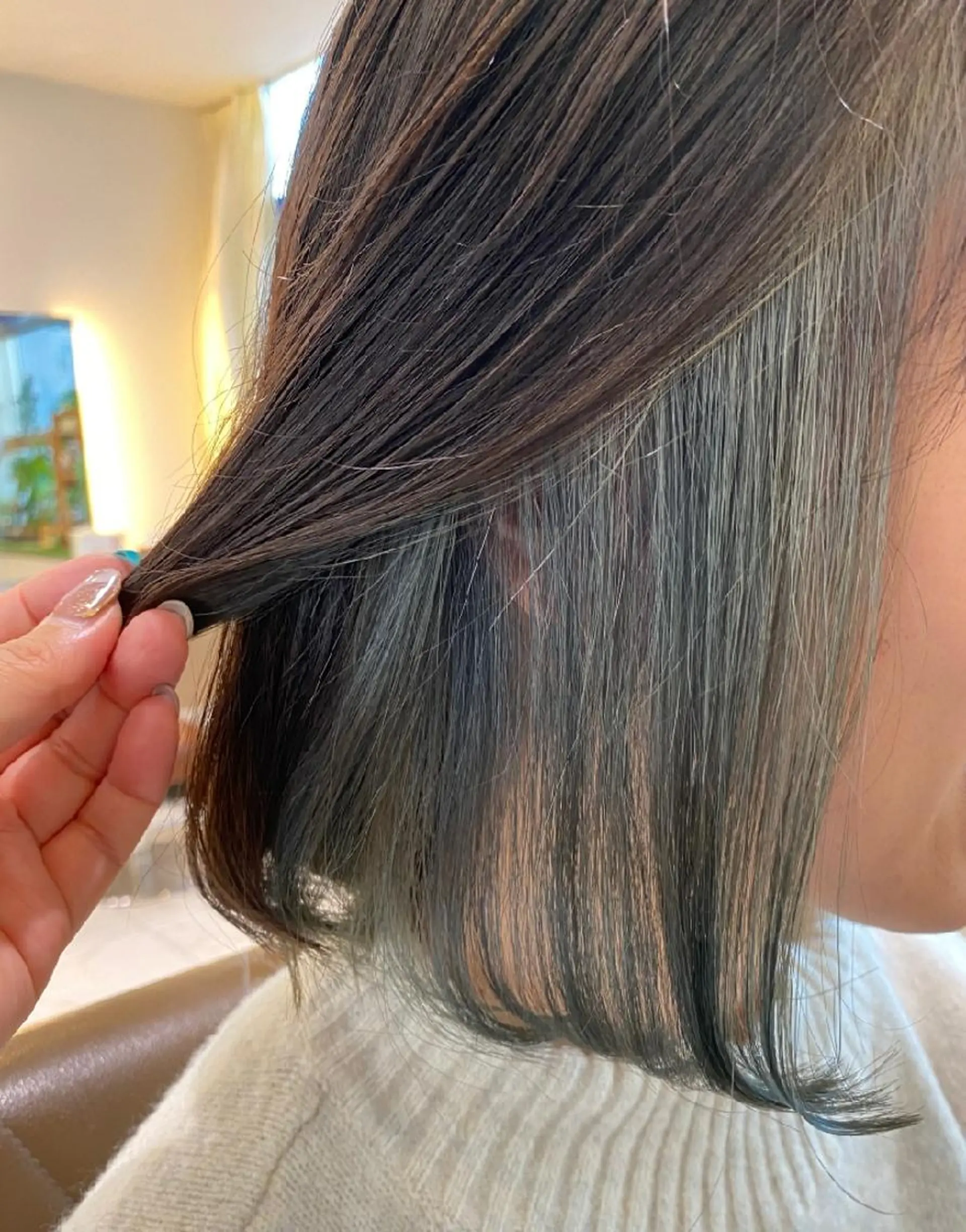 ミディアム カラー エメラルドグリーン ヘアカラー ＡＳＨ 大宮のヘアスタイル