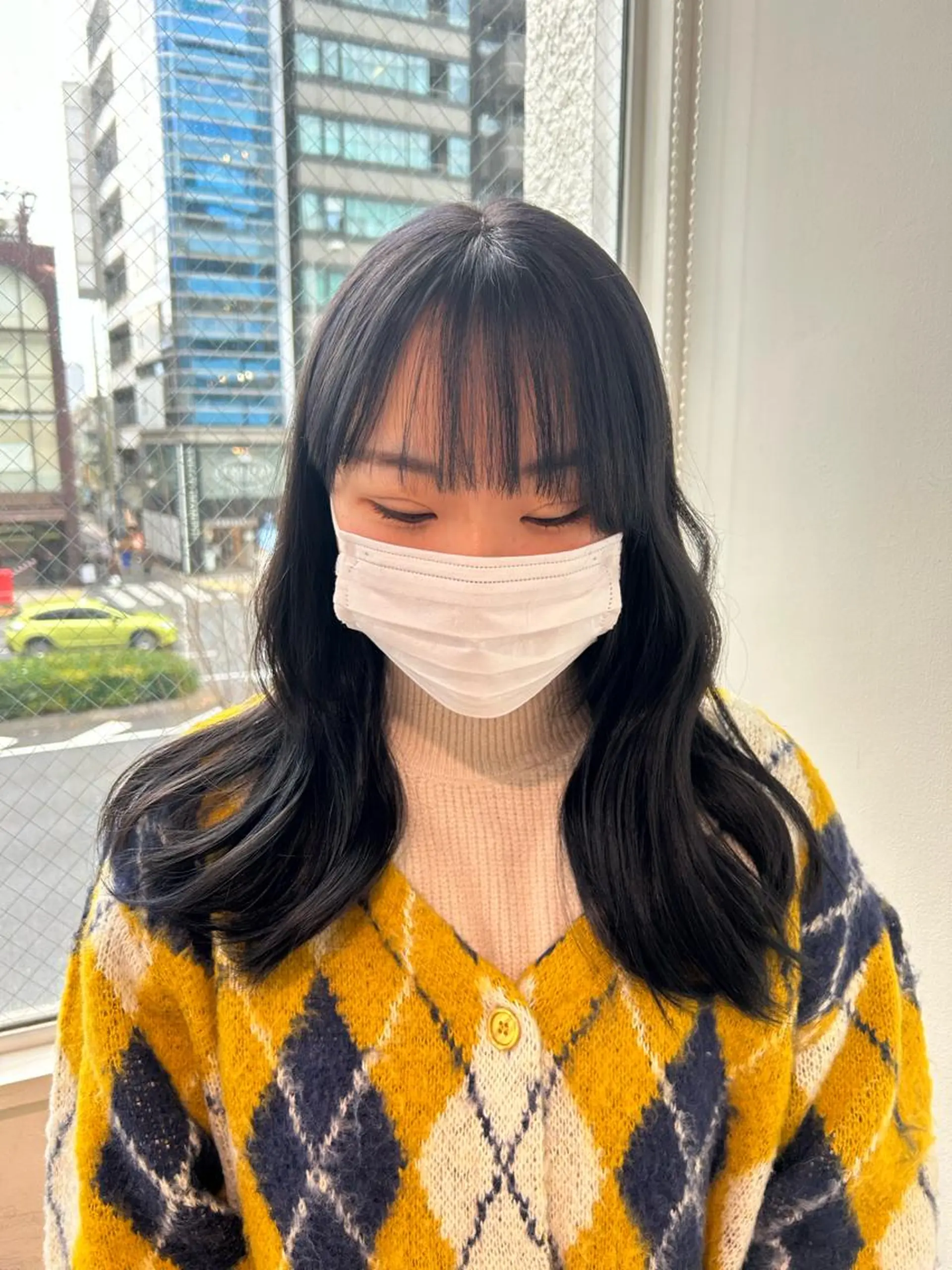 ロング カラー 黒髪 ブリーチ ブルーカラー ブルーブラック ブリーチなしカラー ayu./hair stylist/暖色のヘアスタイル