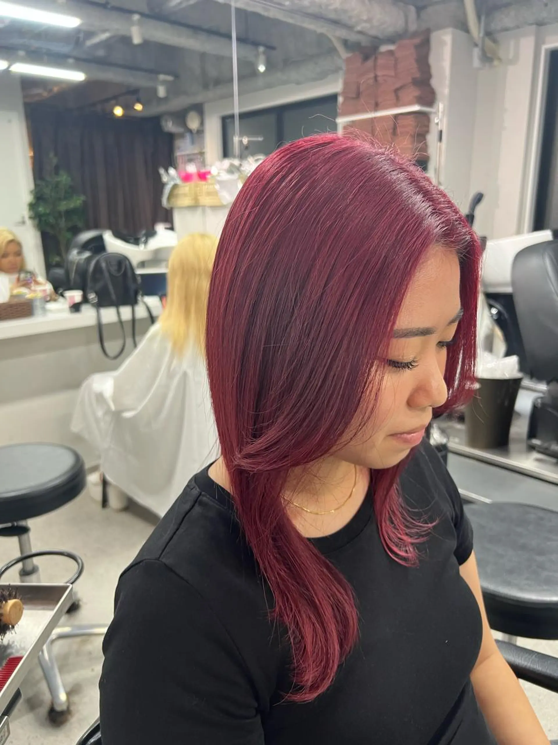 ミディアム カラー ヘアカラー トリートメント ハイトーン&髪質改善 ＆韓国エクステ🤎のヘアスタイル