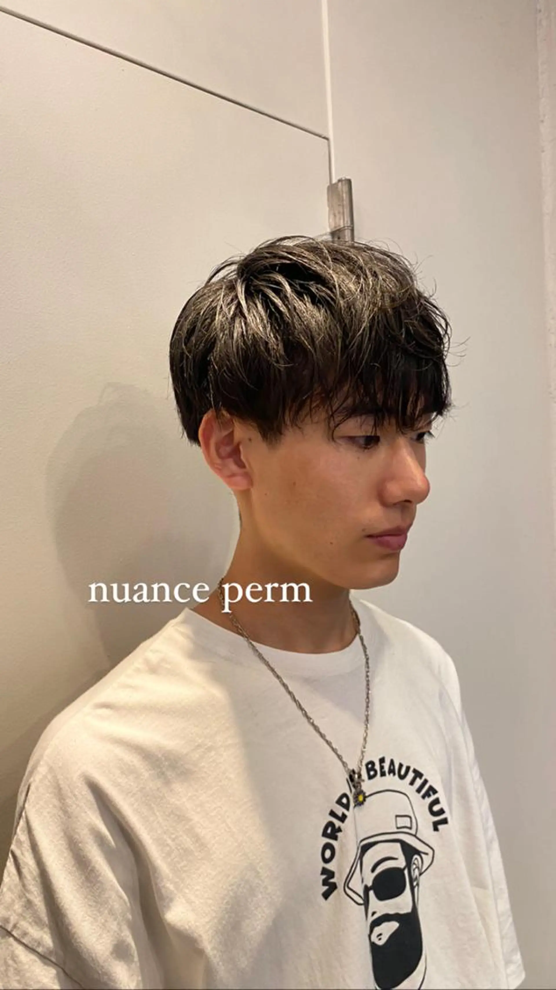 ショート パーマ メンズ メンズパーマ ニュアンスパーマ カット パーマ トリートメント ボブ/透明感カラー /サナ🌼のヘアスタイル