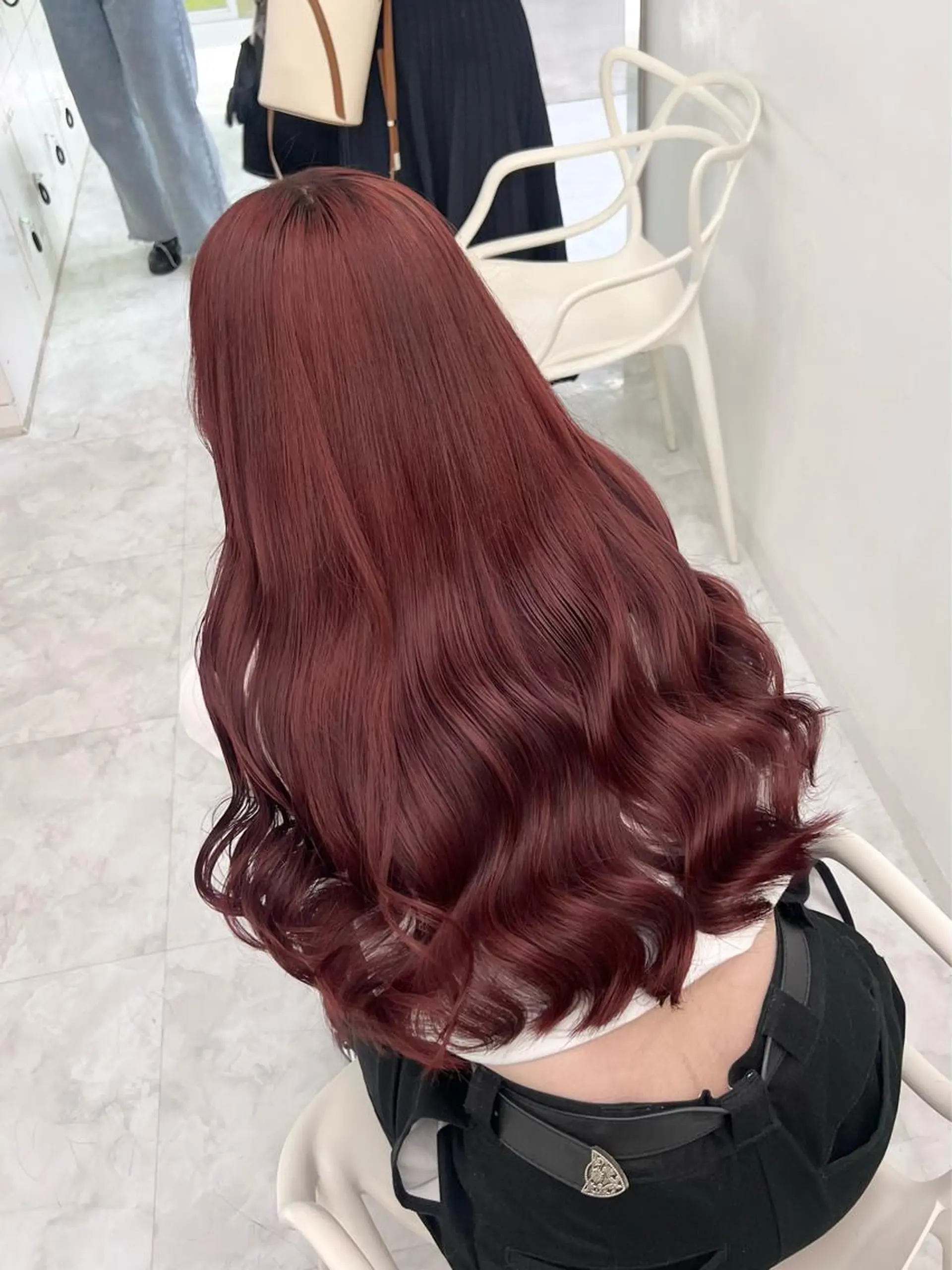 ミディアム カラー ブリーチ 🤎🎀ブリーチなし ピンクラベンダー🧸のヘアスタイル