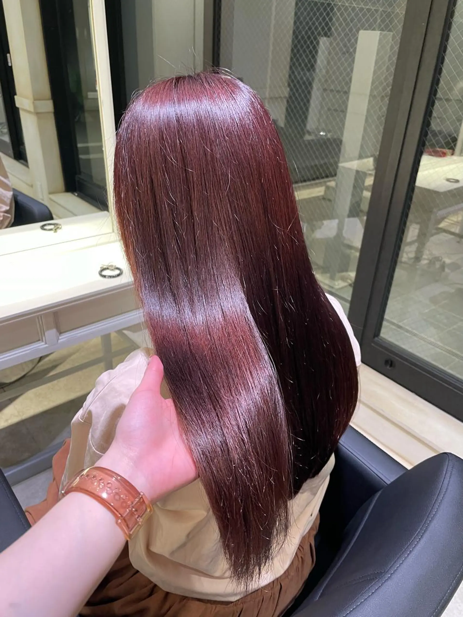 ロング カラー ブリーチ ブリーチなしカラー ピンクカラー 🌷ピンク/韓国風 暖色カラー ゆい🌷のヘアスタイル