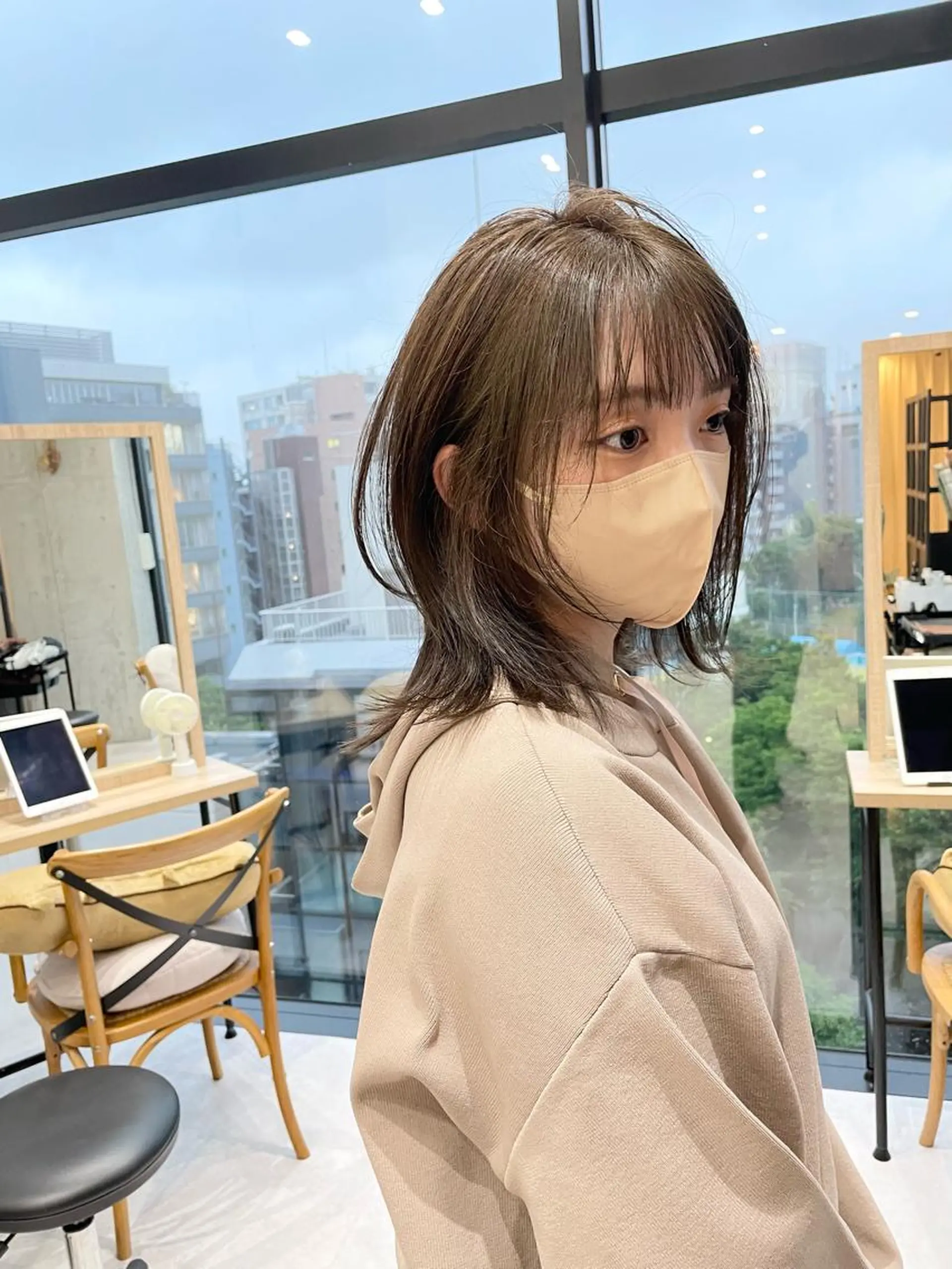 セミロング カラー ベージュカラー オリーブベージュ カット トリートメント ✨透明感 艶カラー恵比寿✨のヘアスタイル