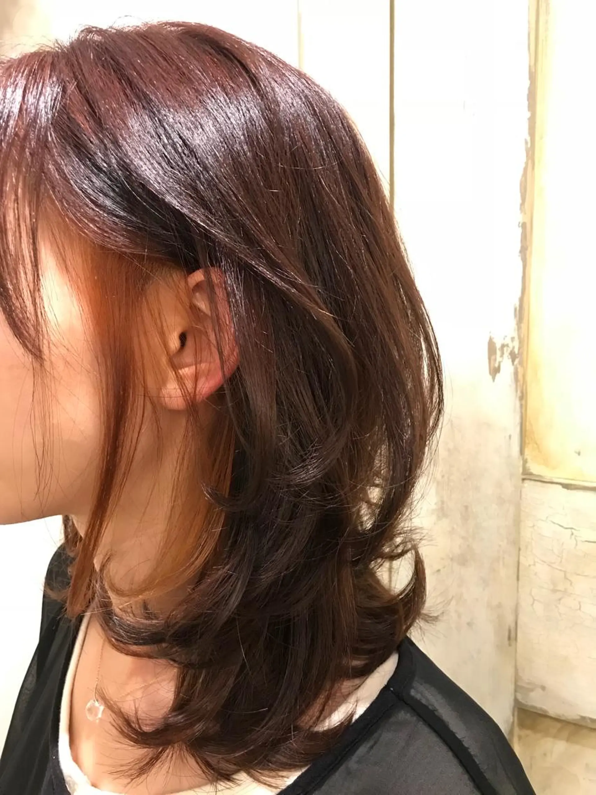 ミディアム カラー インナーカラー オレンジ moon  ticobrae所属・こくしょう れいかのヘアスタイル