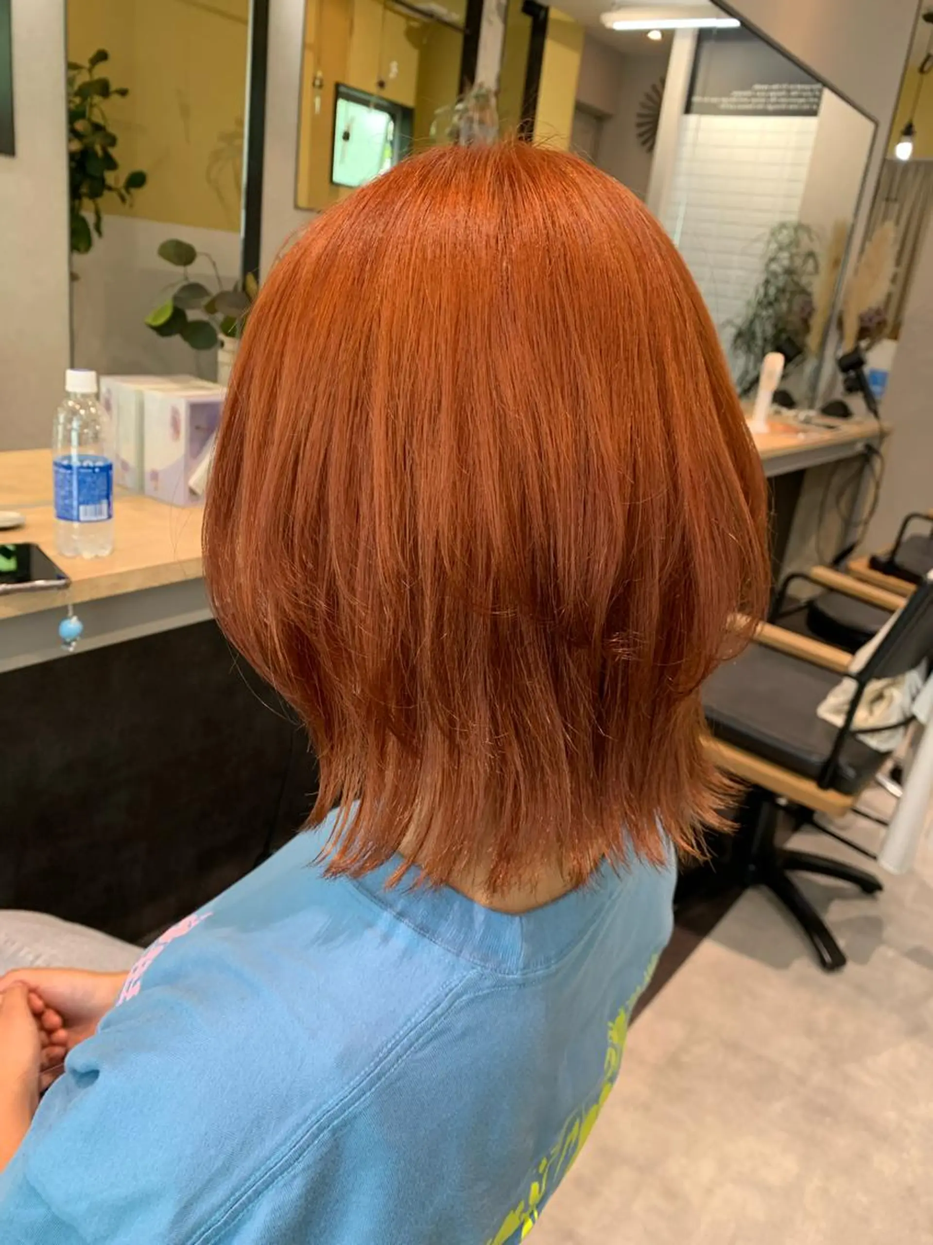 ミディアム カラー ブリーチ オレンジ カット ヘアカラー トリートメント hub hair レイヤー/透明感のヘアスタイル