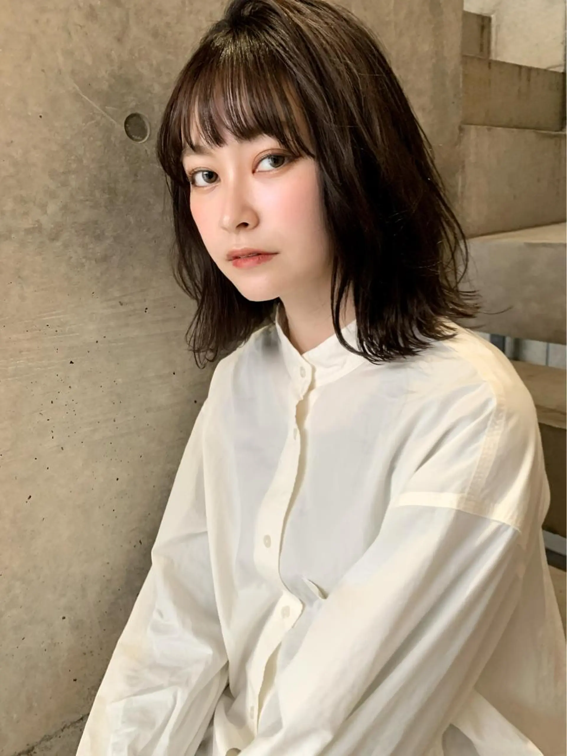 ミディアム カラー パーマ ブリーチ 透明感カラー ブリーチなしカラー カット ヘッドスパ 韓国ヘア/前髪カット 廣瀬隆志のヘアスタイル
