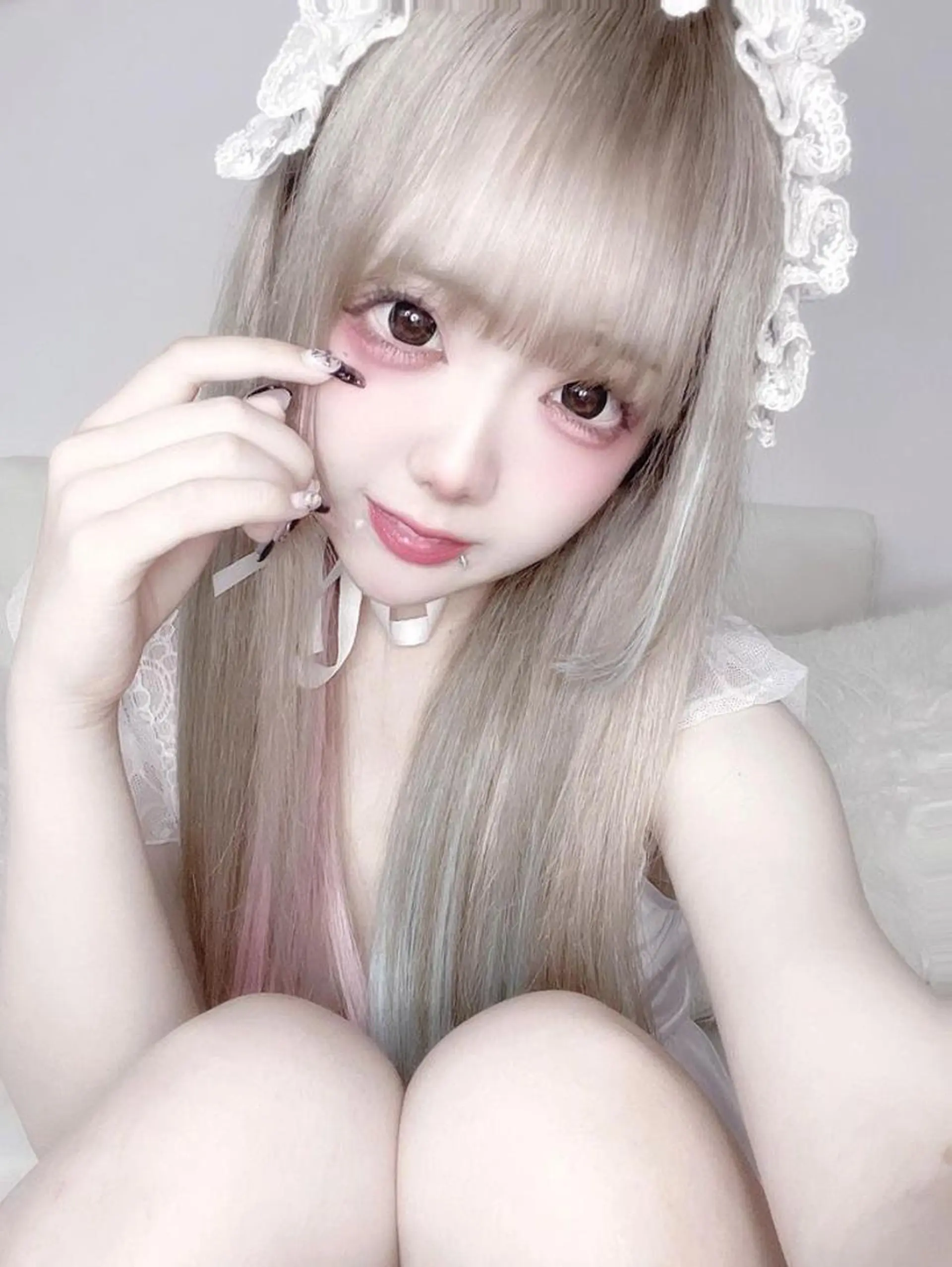 ロング カラー メッシュ ピンクカラー エクステ カット ヘアカラー トリートメント エクステ ハイトーンエクステ 🎩カズキ🎩のヘアスタイル