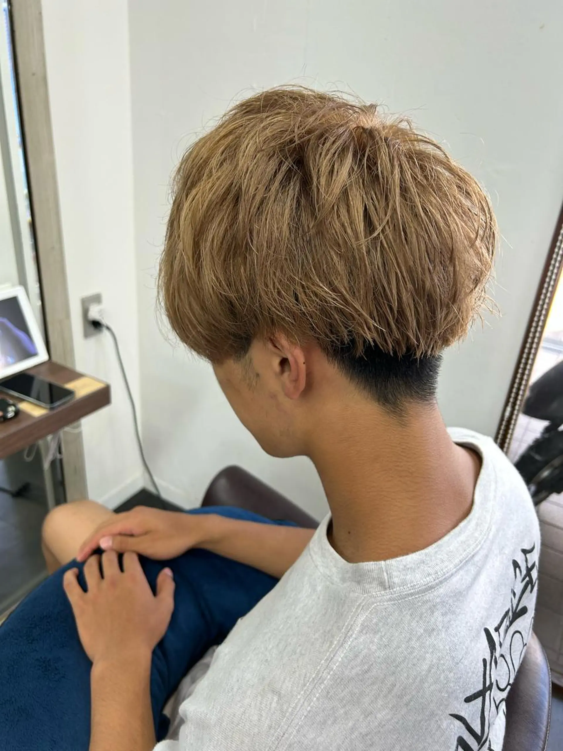 ショート カラー パーマ メンズ メンズブリーチ ベージュカラー ブリーチ ブラウンカラー ブラウンベージュ カット ヘアカラー メンズパーマの達人 /タカシマ　ダイスケのヘアスタイル