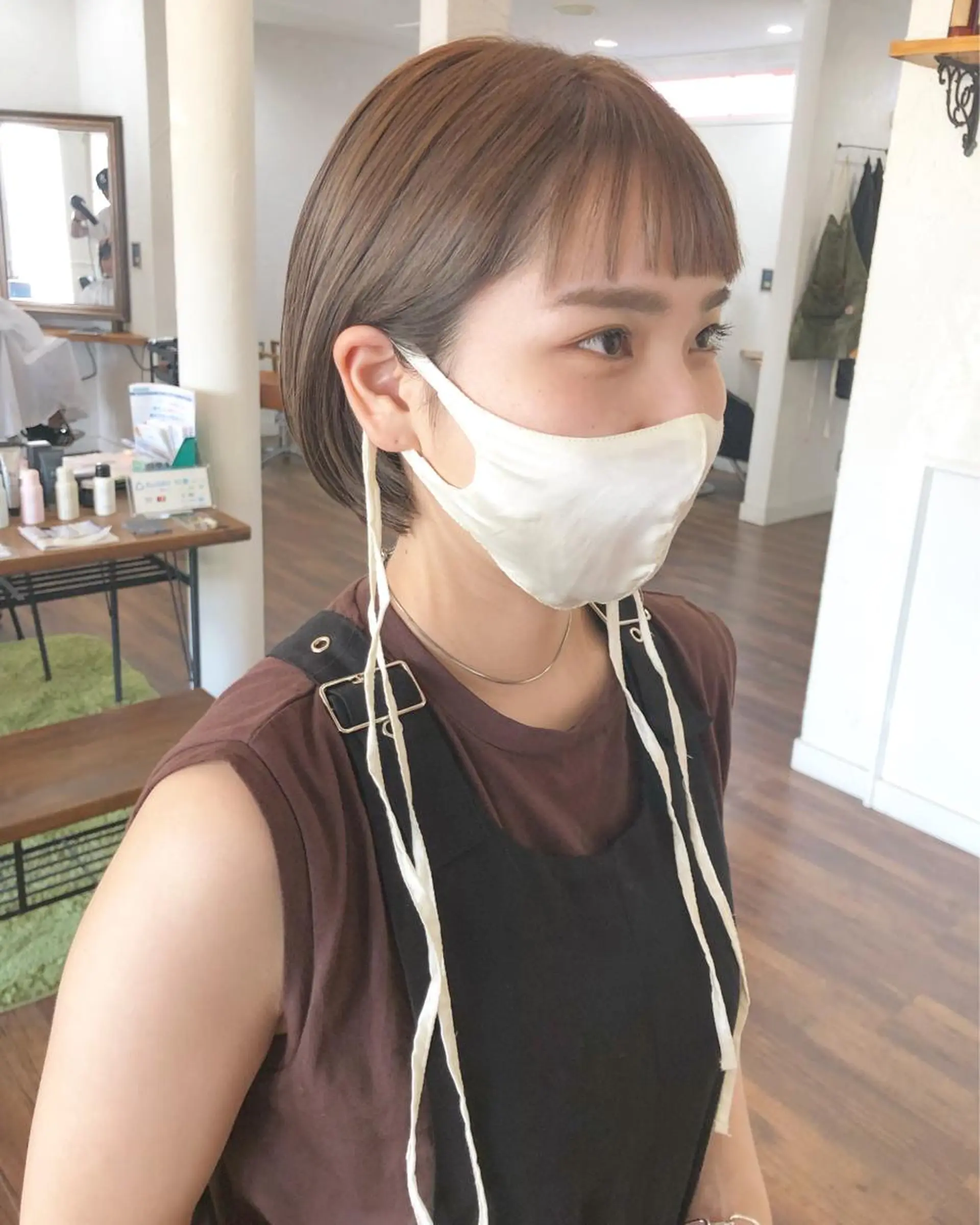 ショート カラー グレージュ ラベンダーカラー ラベンダーグレージュ ラベンダーグレー ボブ ヘアカラー トリートメント 江原 彩華のヘアスタイル