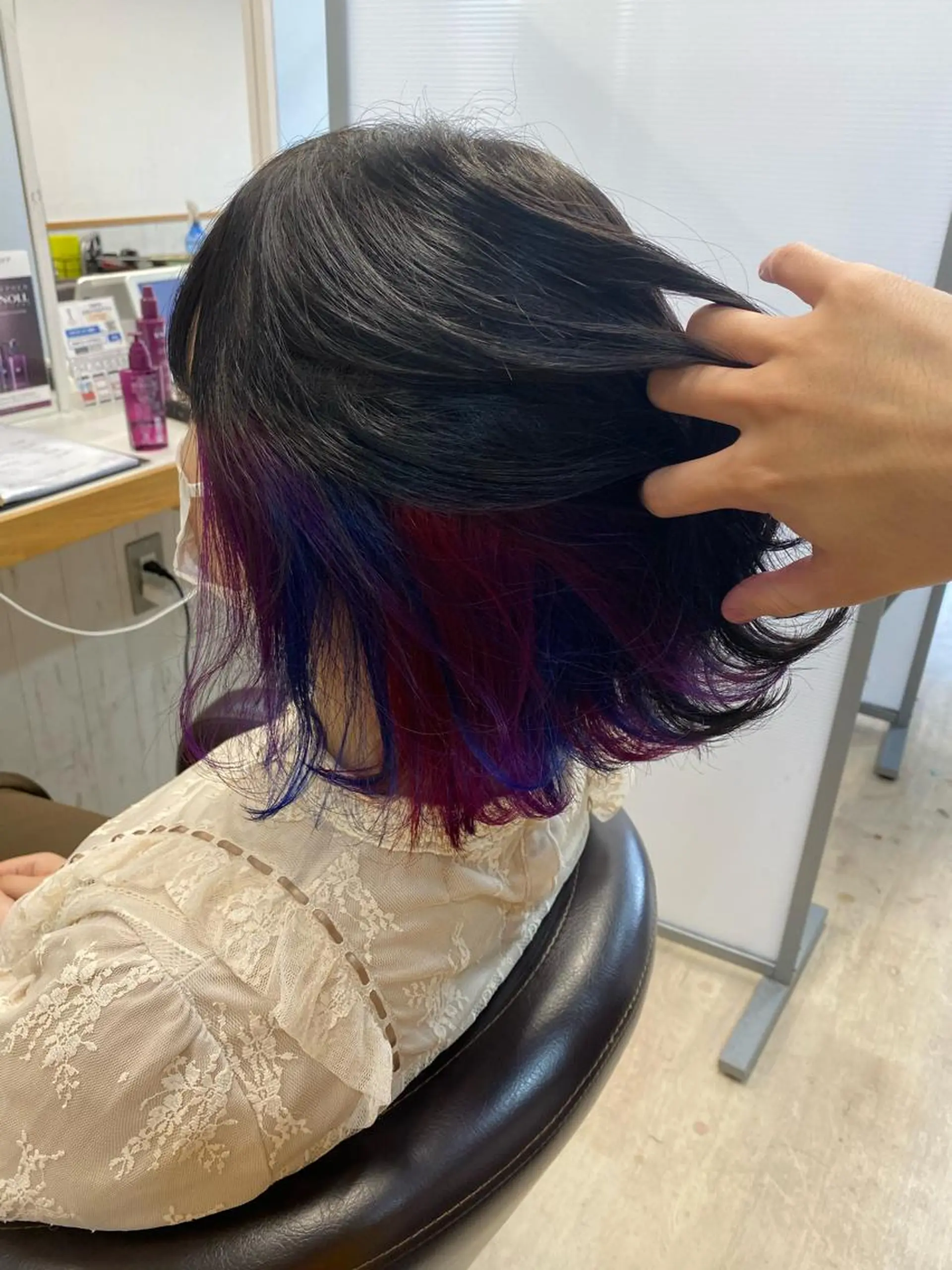 ミディアム カラー ヘアアレンジ アディクシーカラー 黒髪 ブリーチ ブルーカラー ブルーブラック 美髪量産/髪質改善 🖤RYUSEI🖤のヘアスタイル