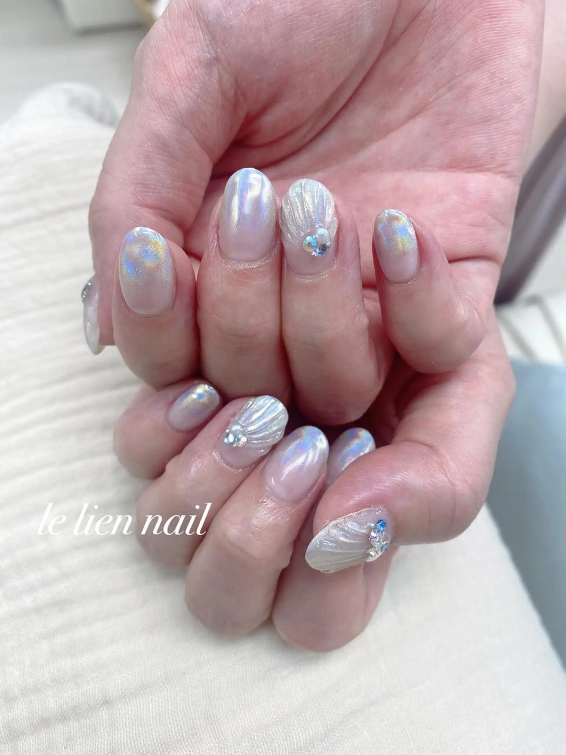 ネイル ミラーネイル 夏ネイル ハンドネイル le lien nailのネイルデザイン