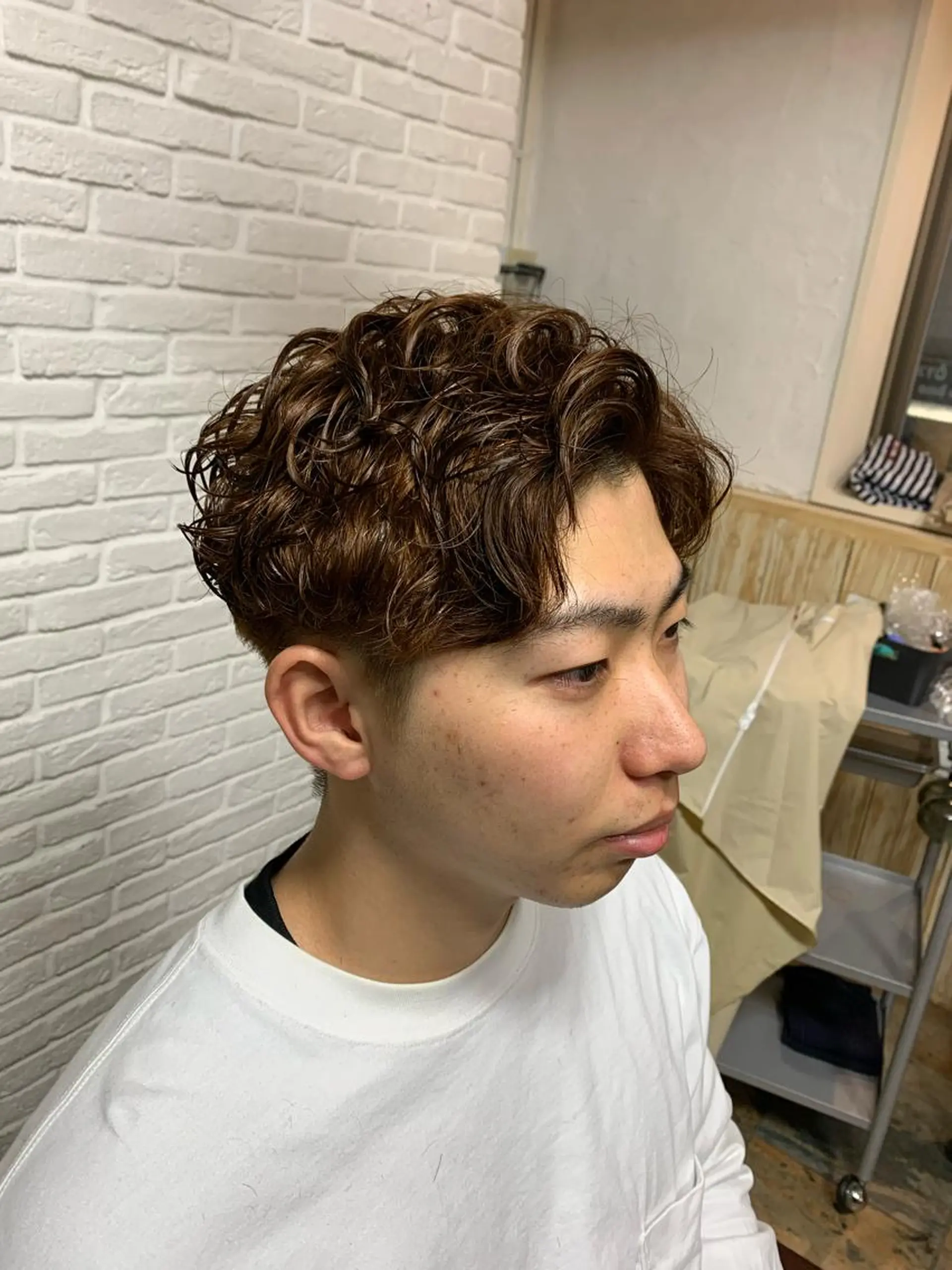 ショート メンズ メンズパーマ くせ毛 カット ヘアカラー フェードカット/メン ズパーマ/森巧真のヘアスタイル