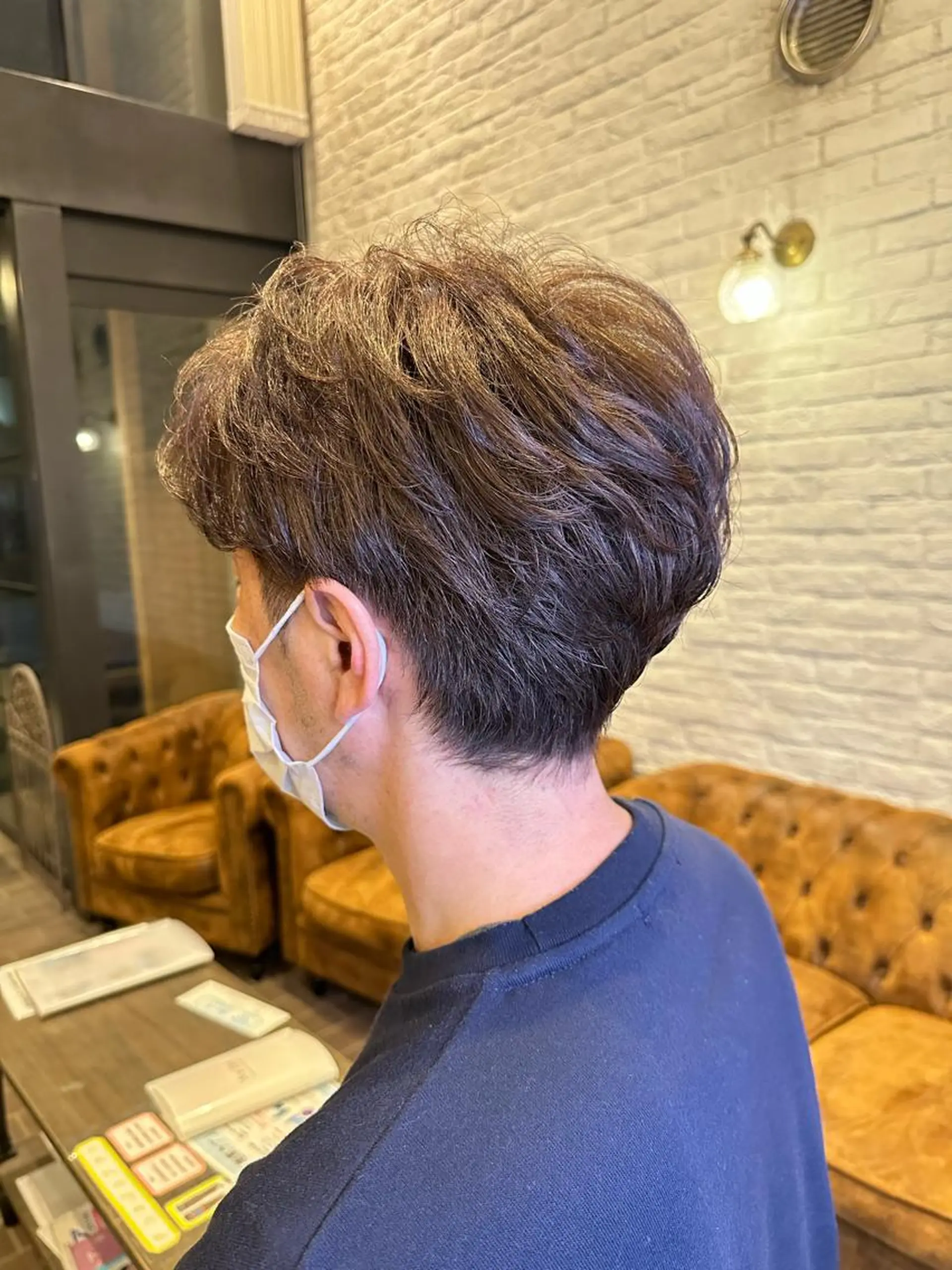 ショート ヘアアレンジ メンズ メンズパーマ ツーブロック くせ毛 🫧RYOグレージュ /透け感カラー🫧のヘアスタイル