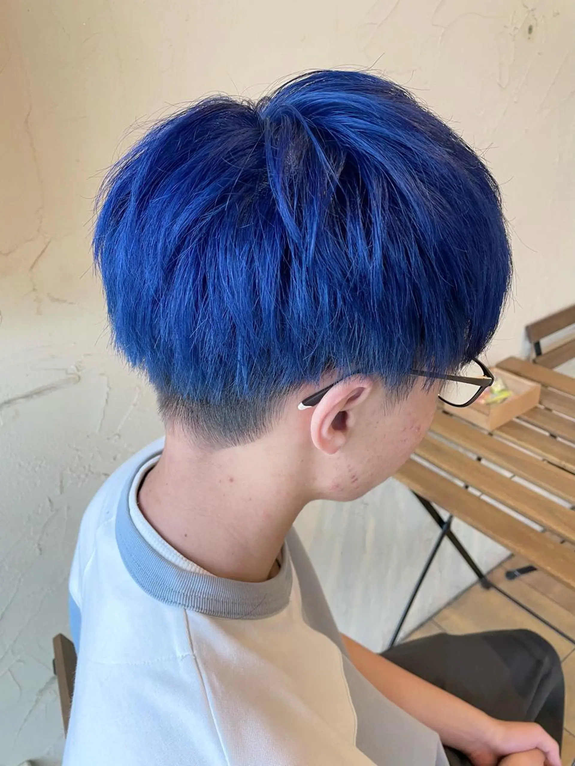 ショート カラー メンズ マッシュ ブルーカラー カット ヘアカラー メンズ特化/パーマ指 名No.1/百瀬太郎のヘアスタイル