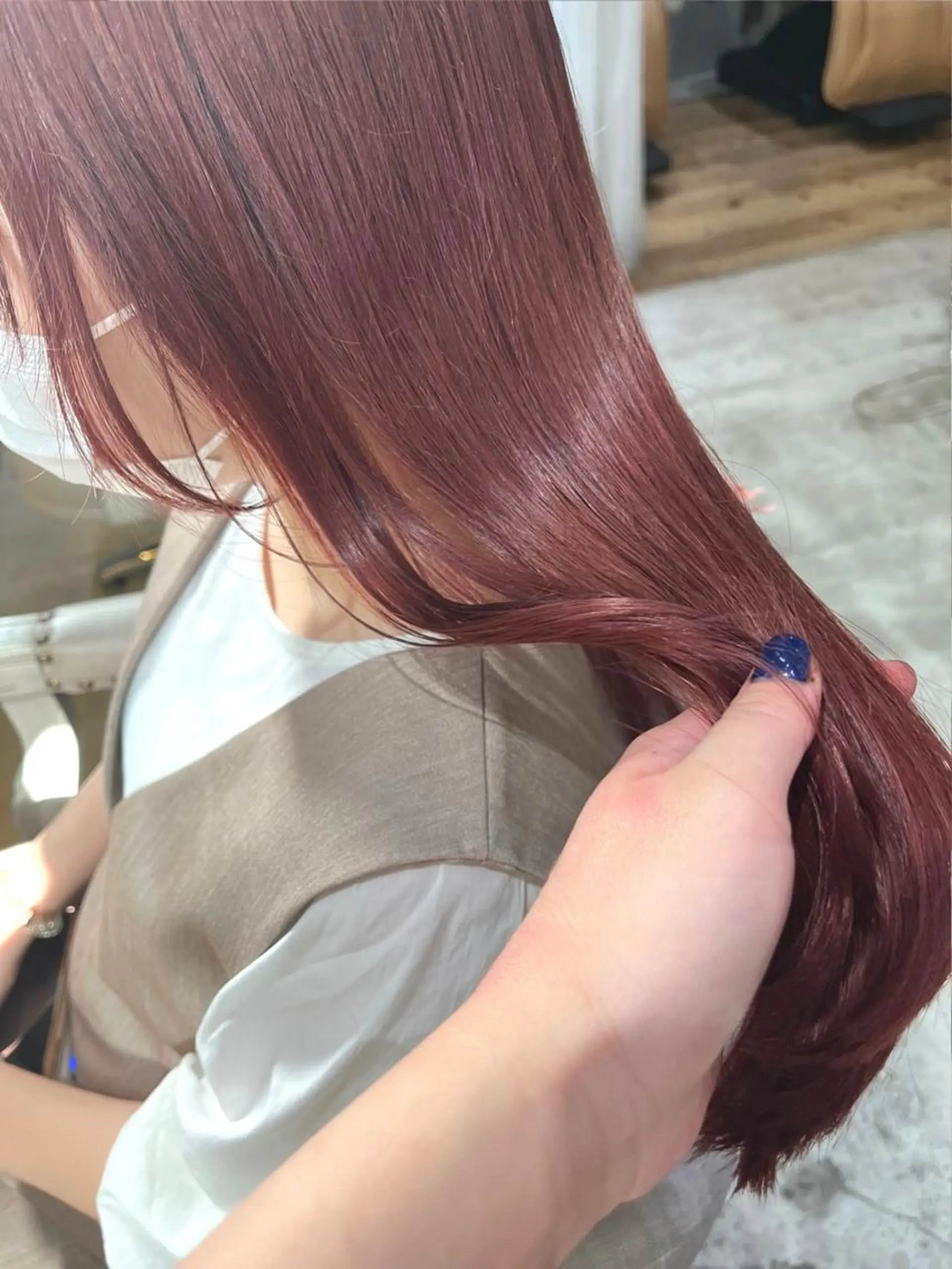 ロング カラー ピンクカラー ヘアカラー トリートメント 暖色/まろベージュ/ シカタユウカのヘアスタイル