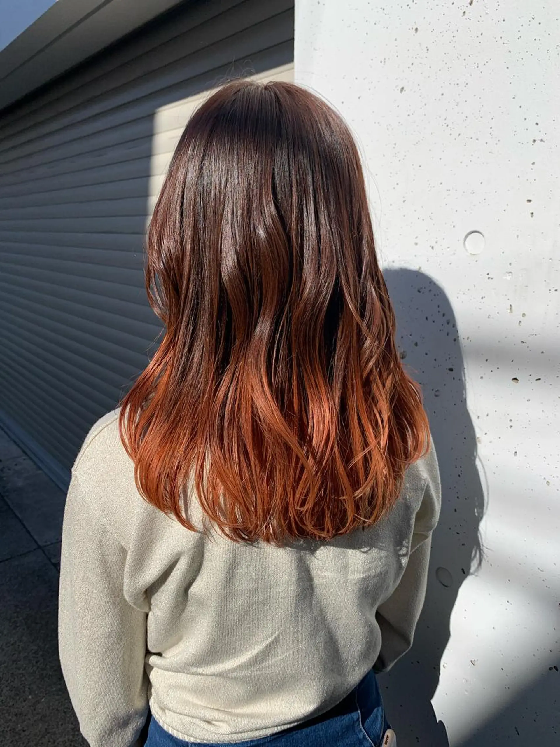 セミロング カラー ブリーチ ブラウンカラー オレンジ 似合わせカラー🫶 小川千波のヘアスタイル