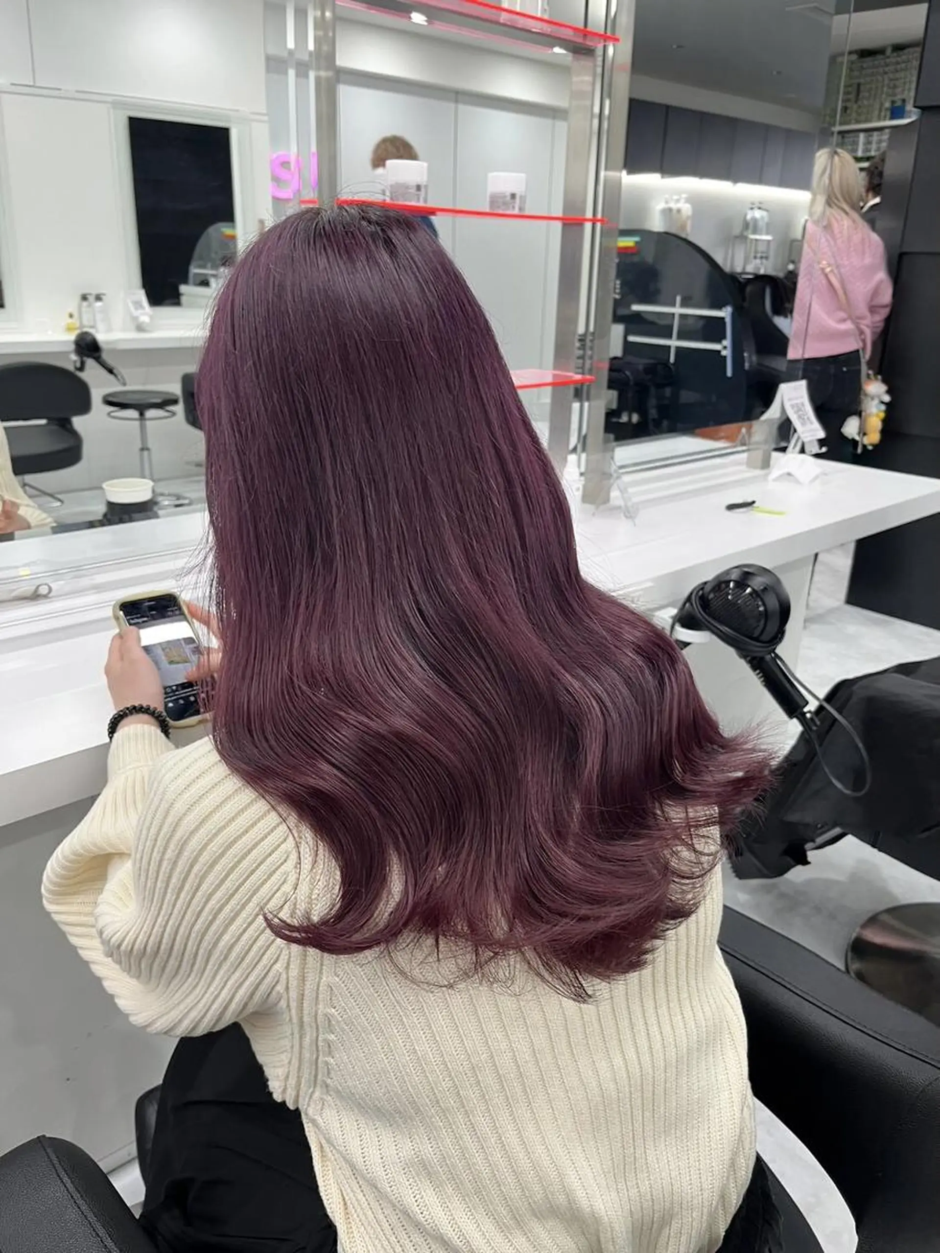 ロング カラー 🤎🎀ブリーチなし ピンクラベンダー🧸のヘアスタイル