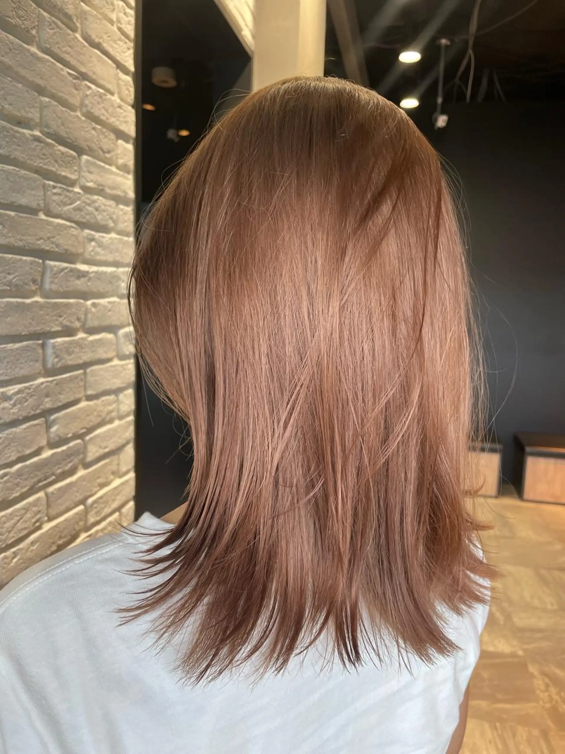セミロング カラー ヘアアレンジ ベージュカラー ピンクカラー ピンクベージュ 【柔らか透明感✨/ 似合せ前髪】大石葉月のヘアスタイル