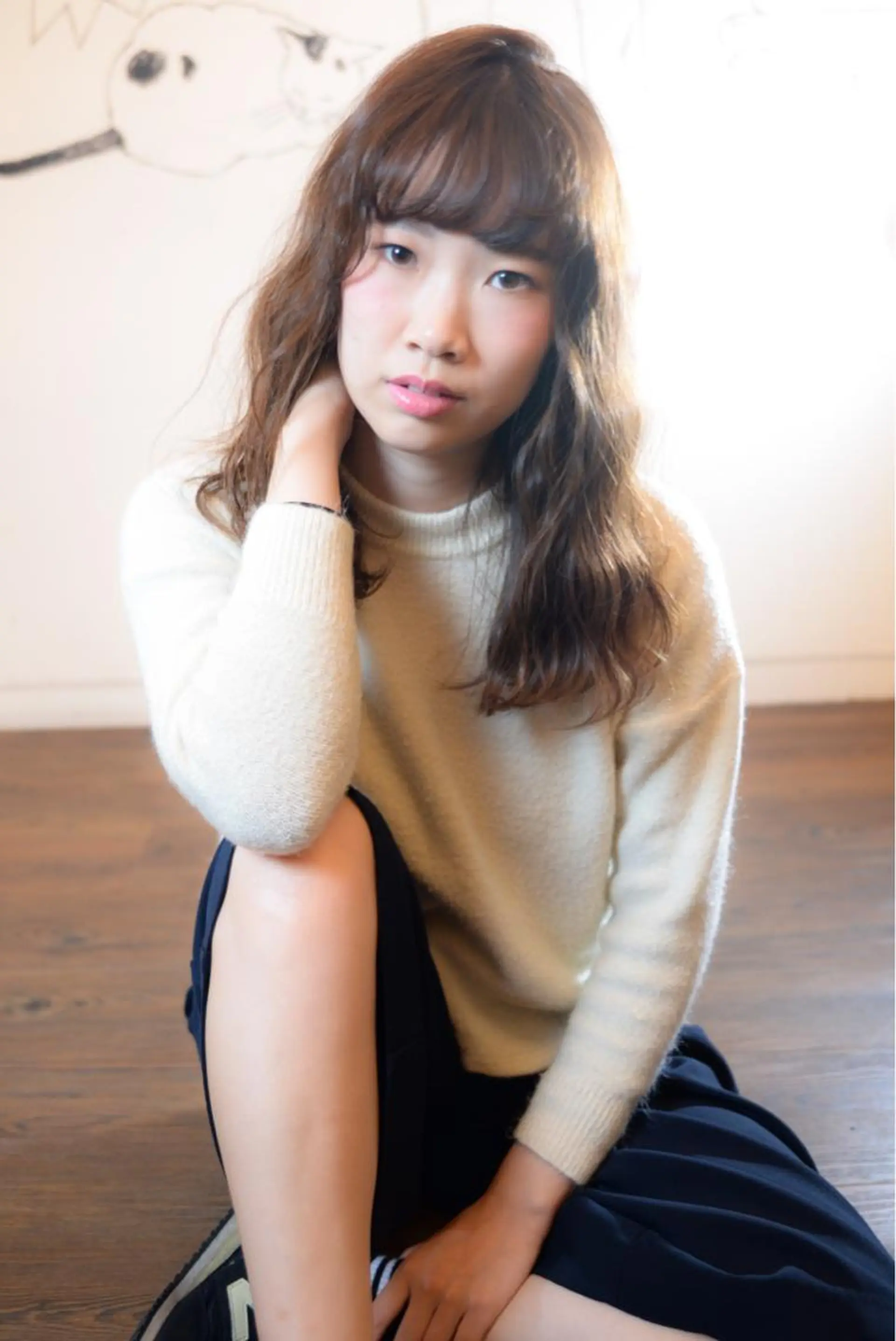 ロング カラー パーマ 板倉 花連のヘアスタイル