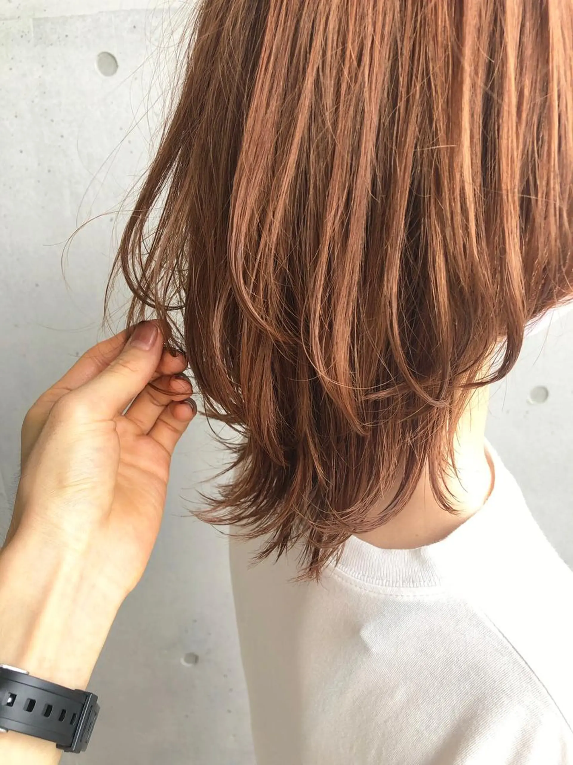 ミディアム カラー ベージュカラー オレンジ オレンジベージュ ヘアカラー トリートメント ☘️em HAIR 内藤光哉🍀のヘアスタイル