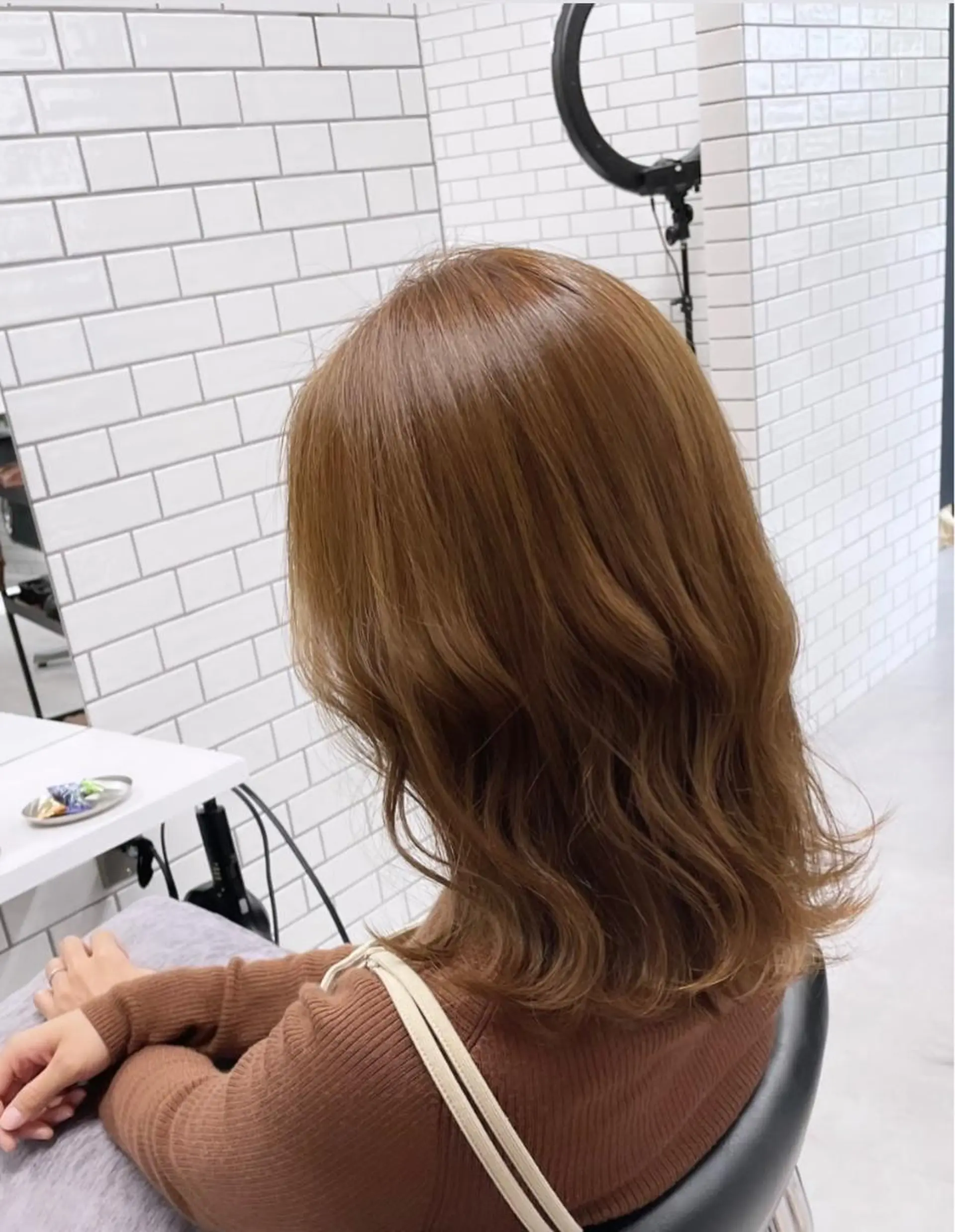 ミディアム カラー ベージュカラー ブリーチ ブリーチなしカラー カット ヘアカラー トリートメント 透け感カラー✂️ yuuのヘアスタイル