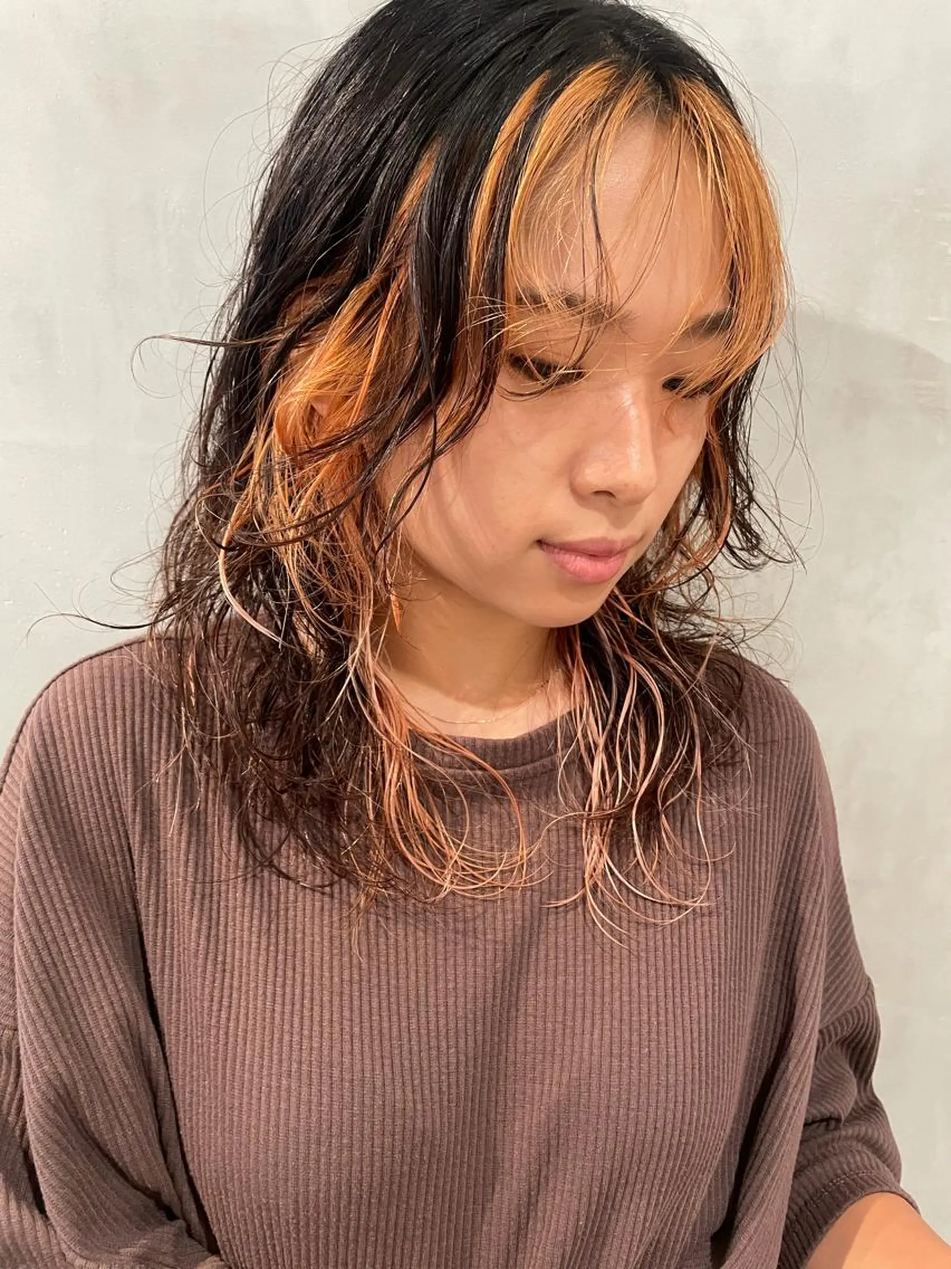 セミロング カラー パーマ ヘアカラー トリートメント 優 作のヘアスタイル