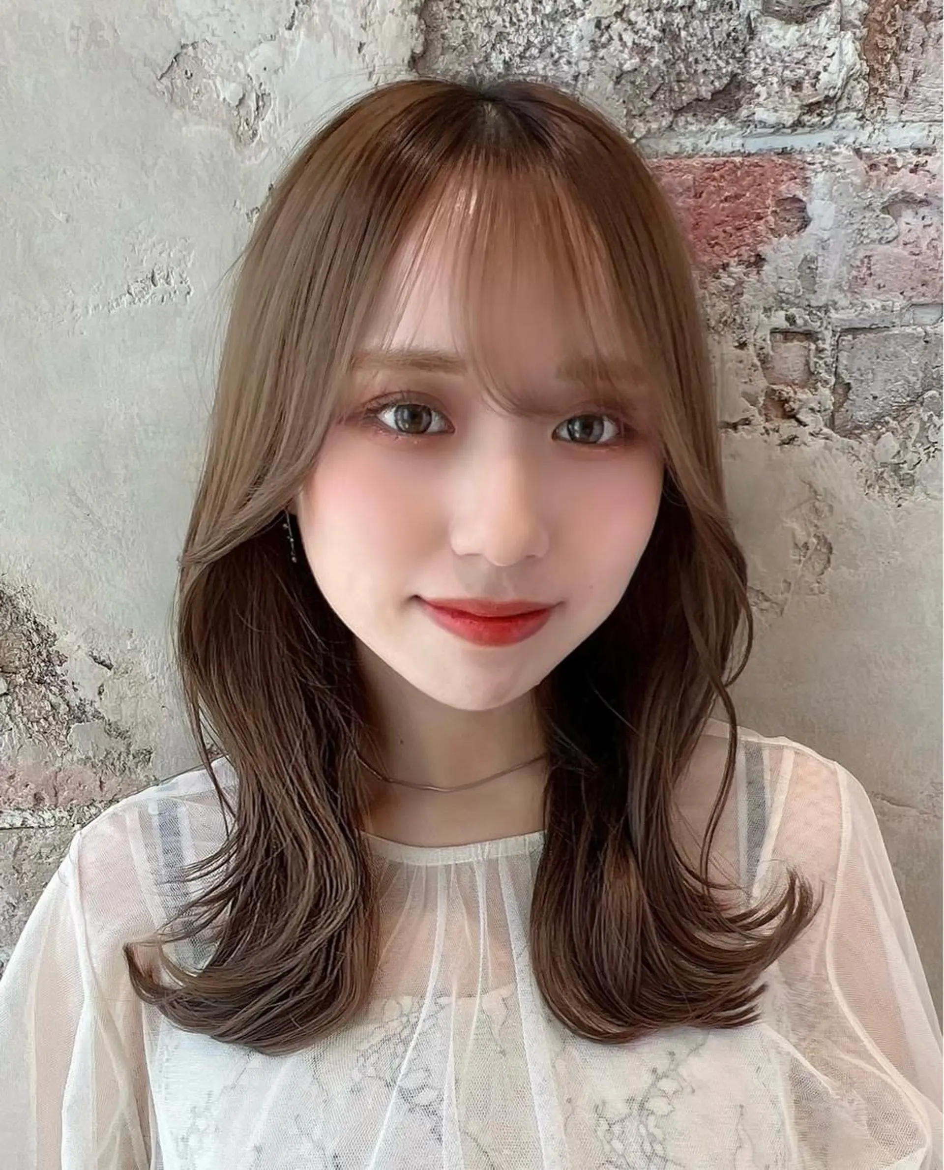 セミロング カラー ベージュカラー ブラウンカラー くびれヘア 髪質改善 縮毛矯正 カット ヘアカラー トリートメント 🧡くびれヘア/前髪 顔周り🧡久原結衣のヘアスタイル