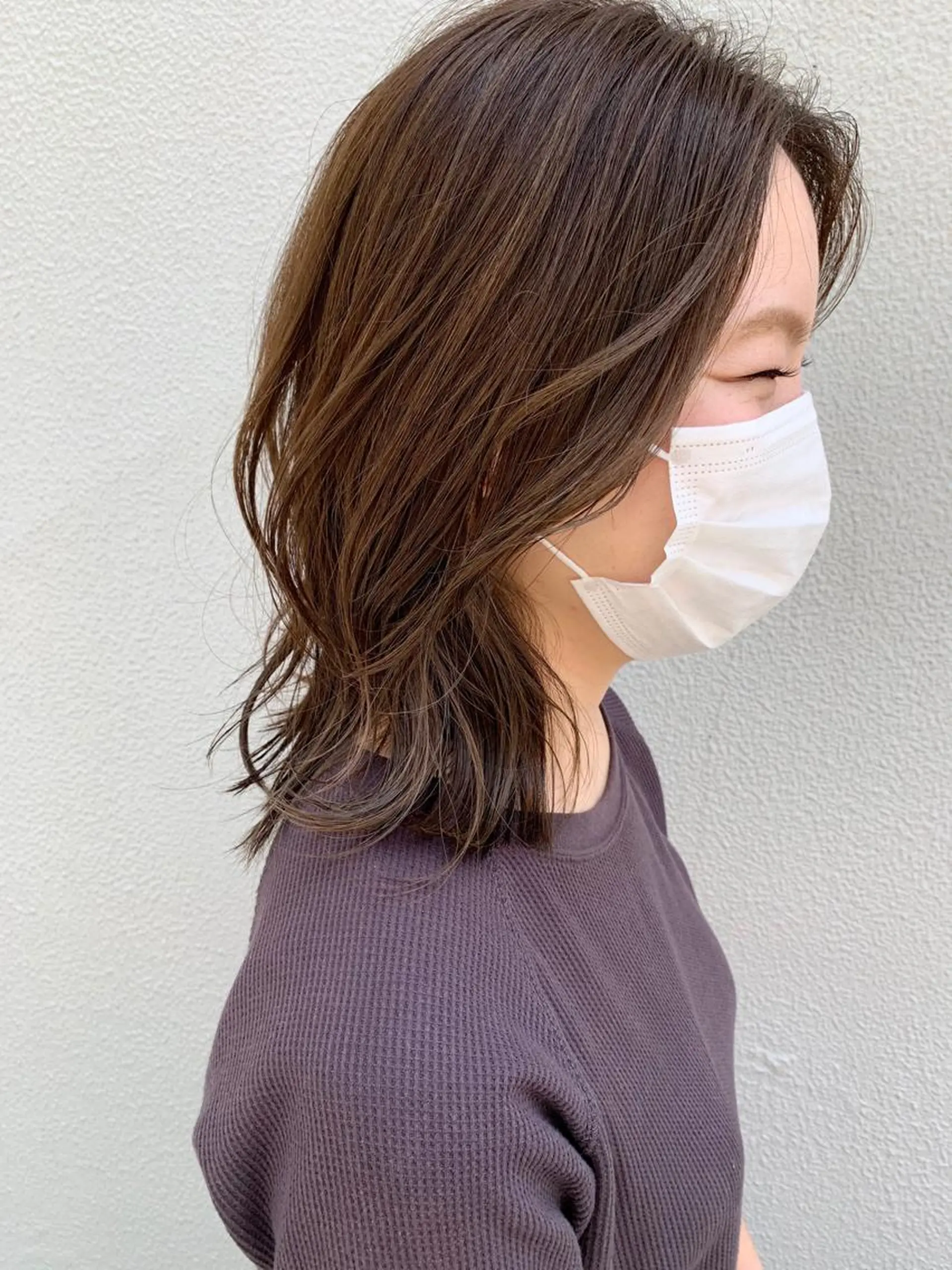 ミディアム カット ヘアカラー トリートメント 落合 妙佳のヘアスタイル
