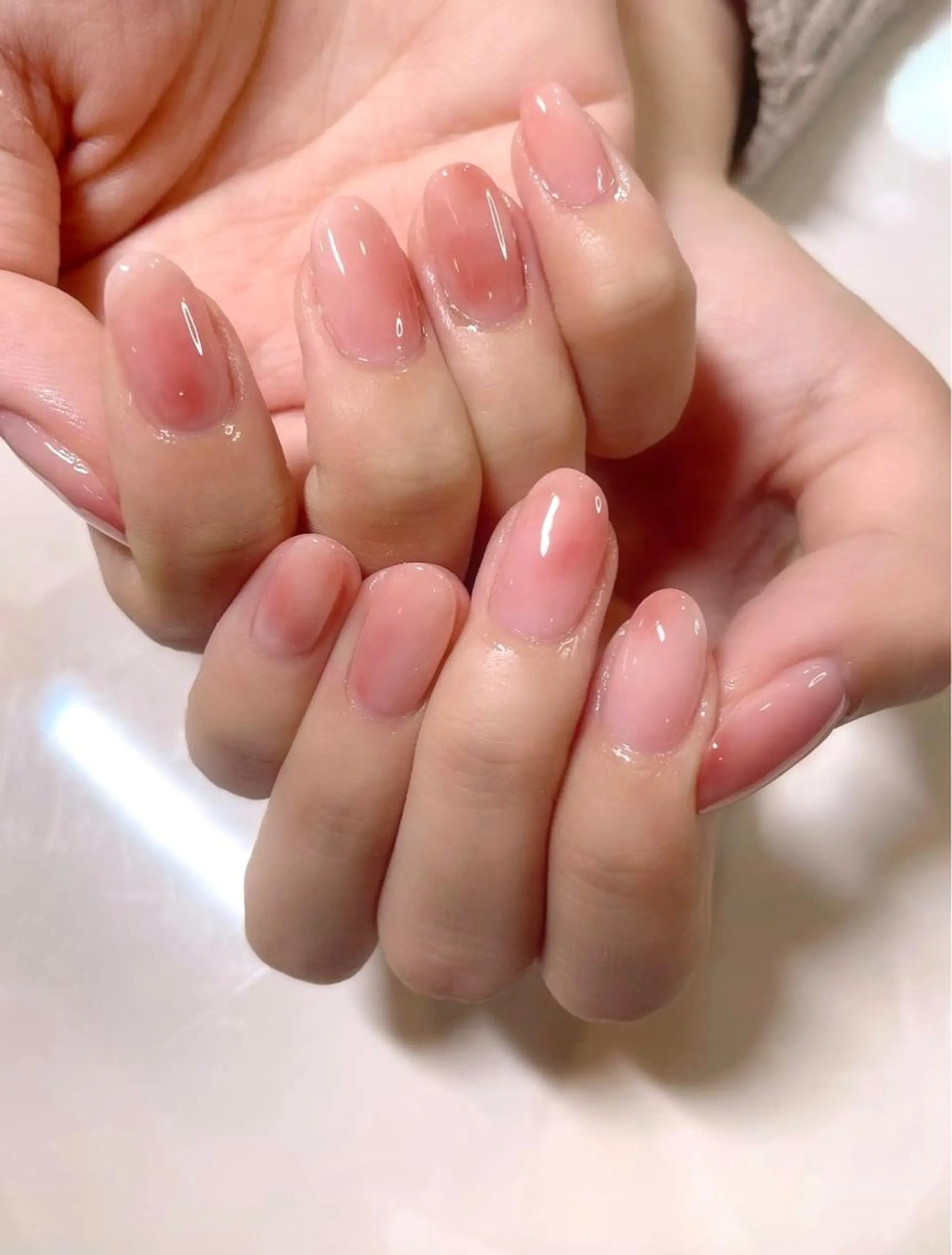 ネイル ガーリー 氷ネイル・うるうるネイル ピンク ハンドネイル PRIMO パラジェル/マツパのマツエク・マツパデザイン
