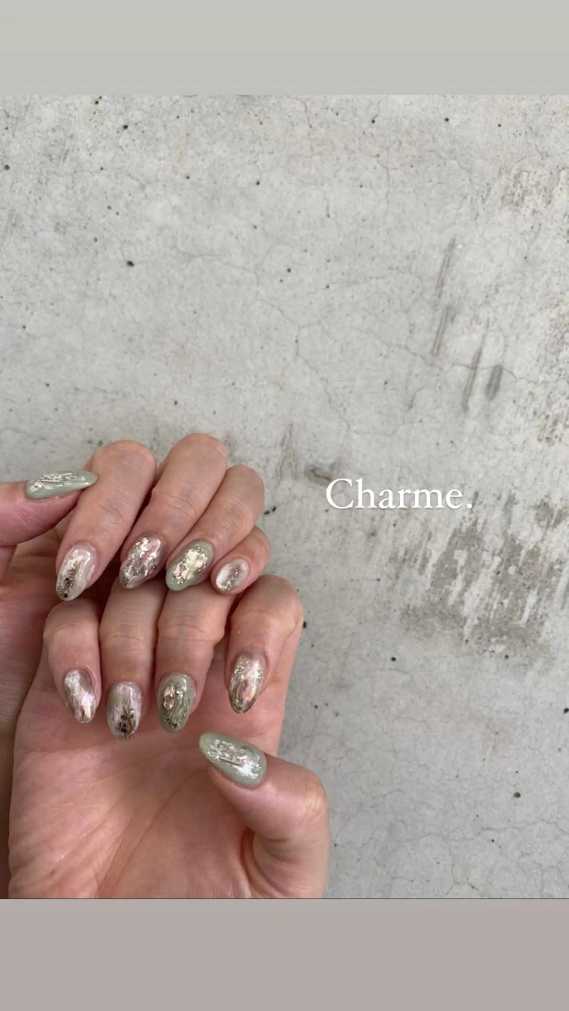ネイル グリーン ニュアンスネイル ハンドネイル ハンドケア Charme. NOBUKOのネイルデザイン