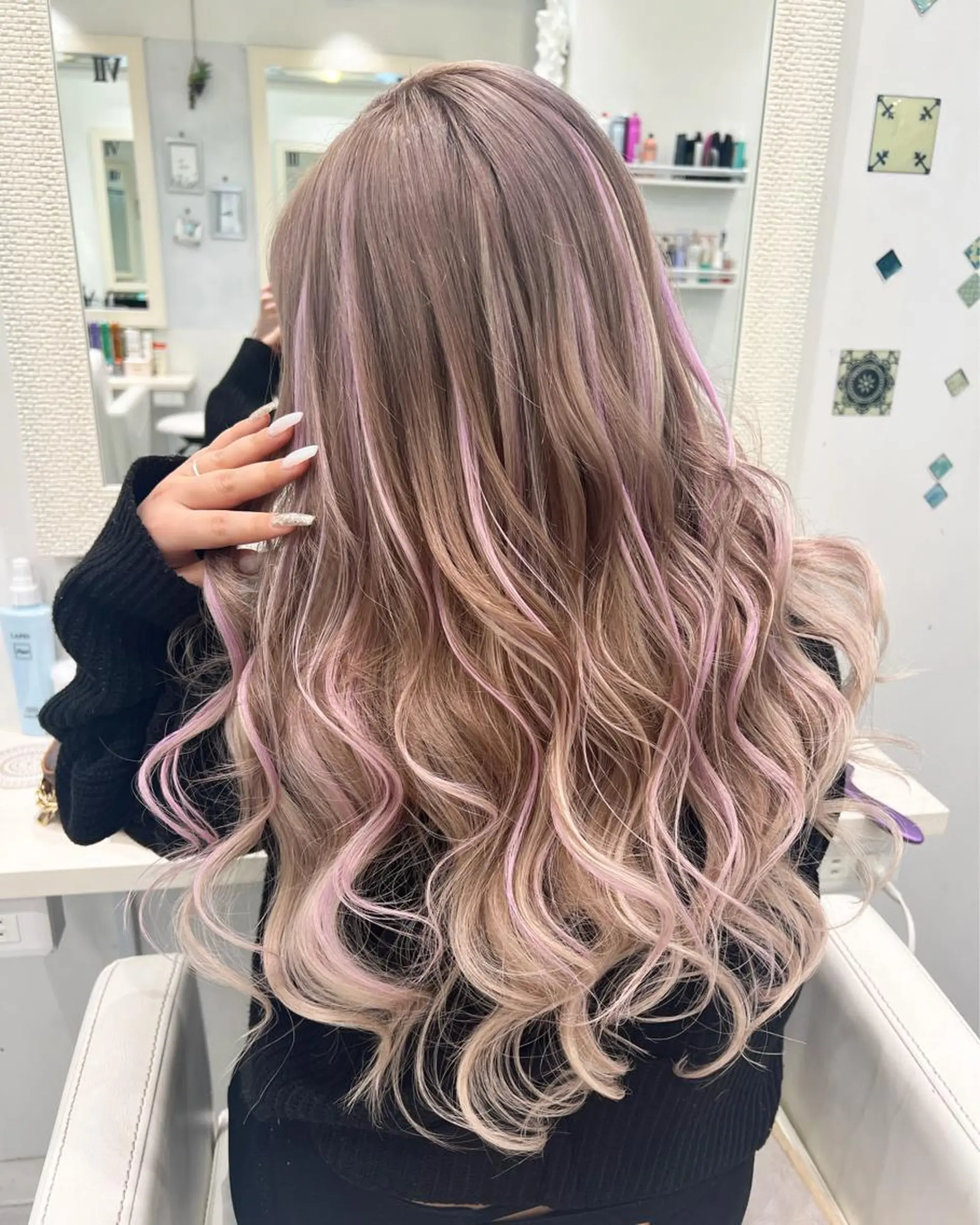 ロング カラー グラデーションカラー ハイライトカラー メッシュ エクステ ハイライト Lapis 池袋店所属・MASHIRO 🩵Lapis池袋店のヘアスタイル