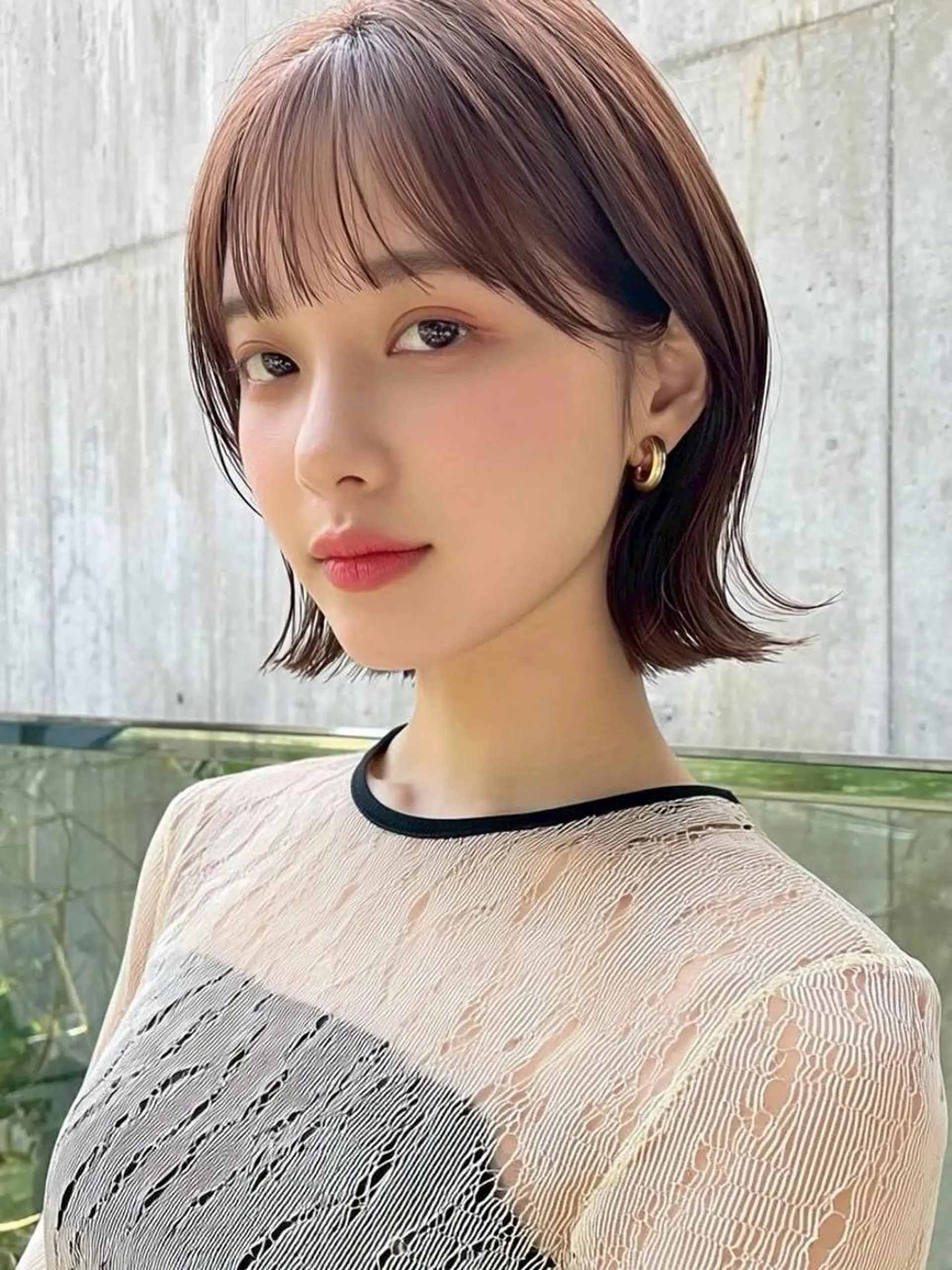 ミディアム 切りっぱなしボブ ショートボブ ボブ 髪質改善 縮毛矯正 ✨髪質改善ストレート ✨/ミヤビのヘアスタイル