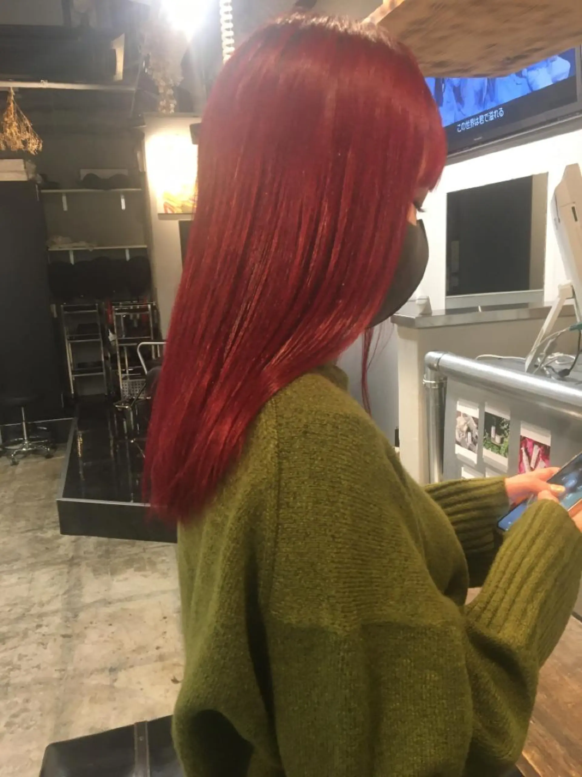 ロング カラー レッドカラー 永田〈店長#レイヤー #ウルフ#ハイトーンのヘアスタイル